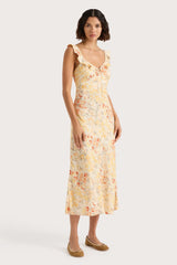 Yvonne Midi Dress Adeline Floral Yellow - Final Sale