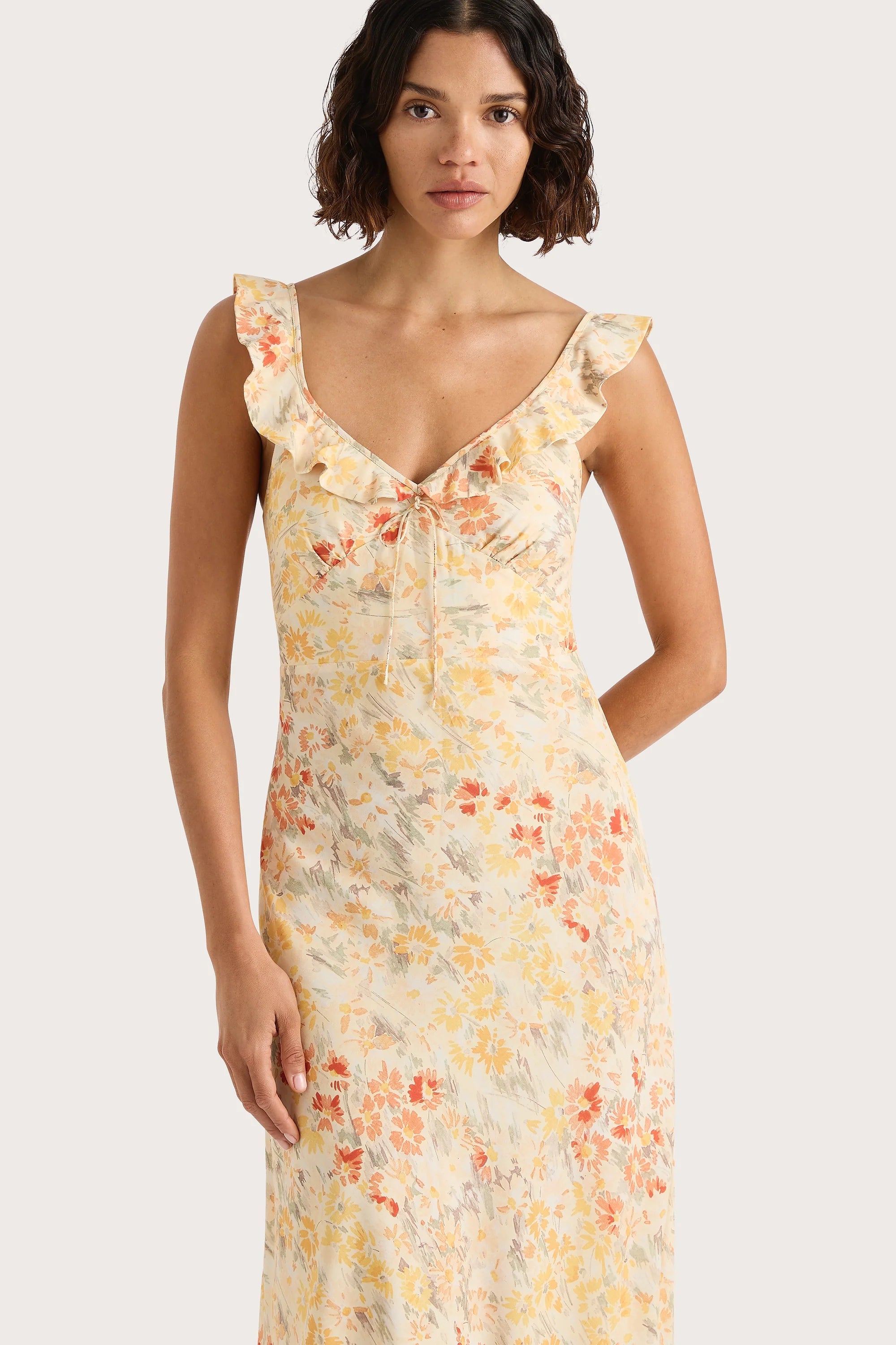 Yvonne Midi Dress Adeline Floral Yellow - Final Sale