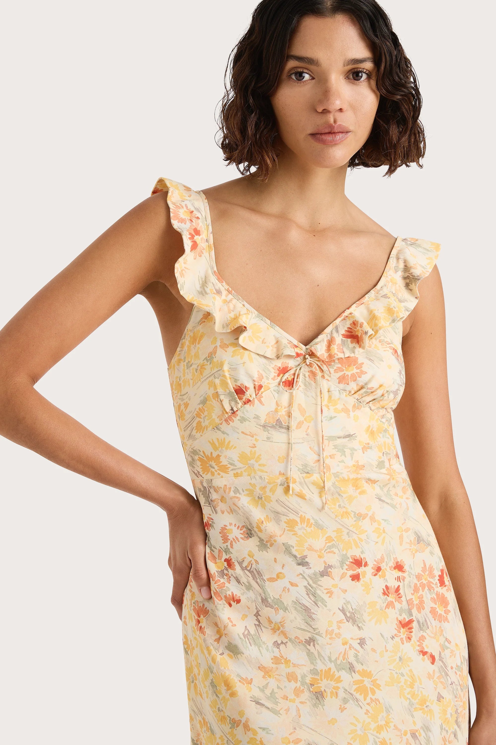 Yvonne Midi Dress Adeline Floral Yellow - Final Sale