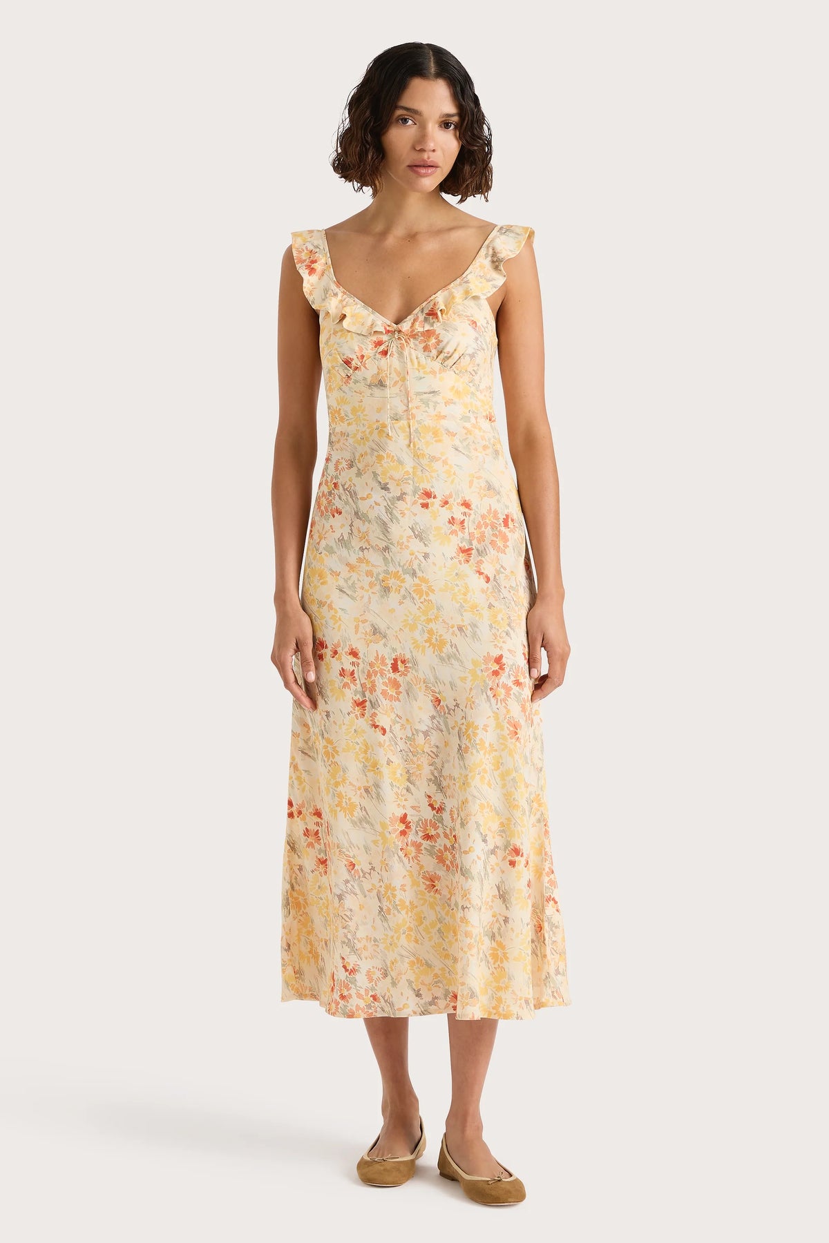 Yvonne Midi Dress Adeline Floral Yellow - Final Sale