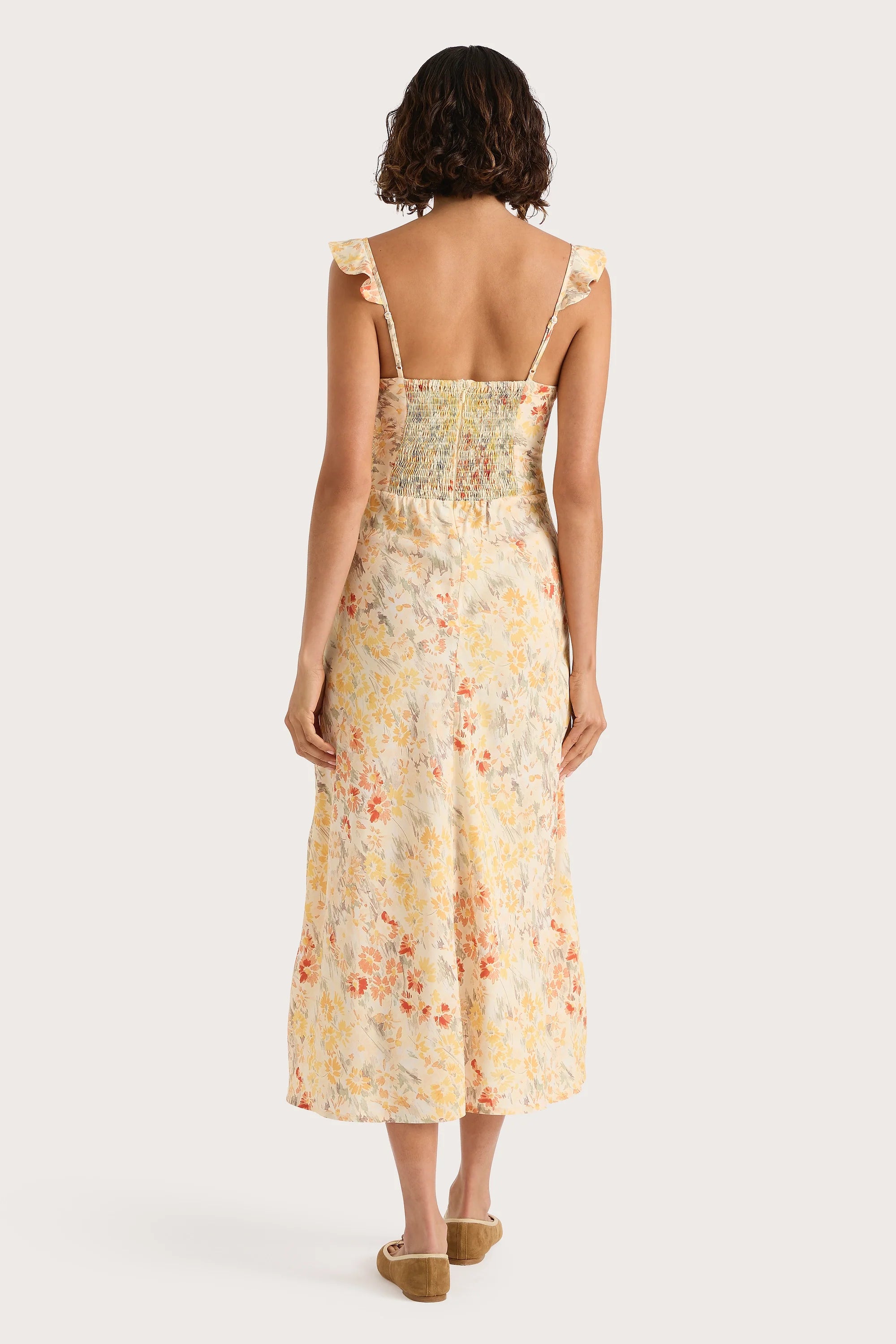 Yvonne Midi Dress Adeline Floral Yellow - Final Sale