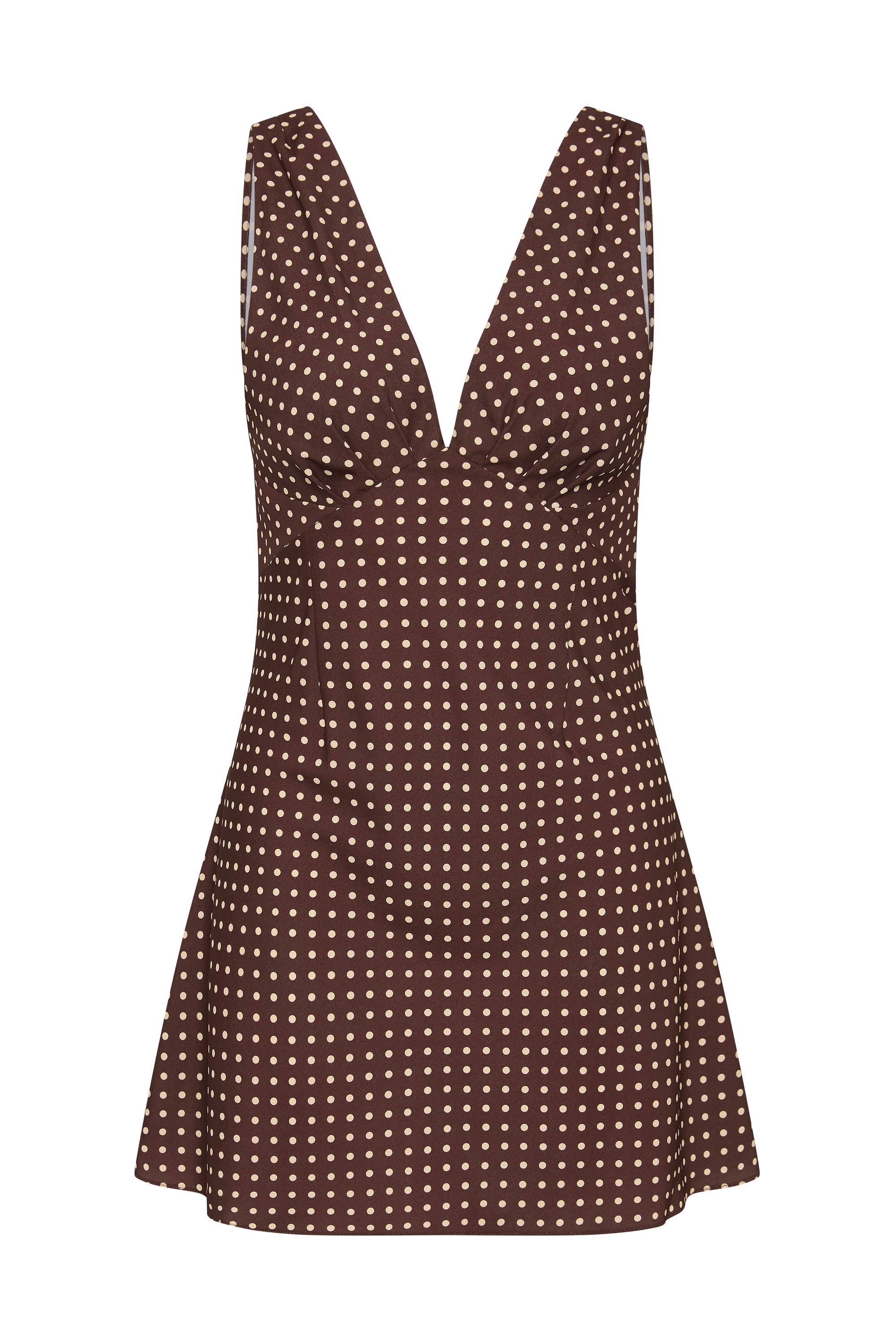 Graciela Mini Dress Polkadot Chocolate Plum - Final Sale
