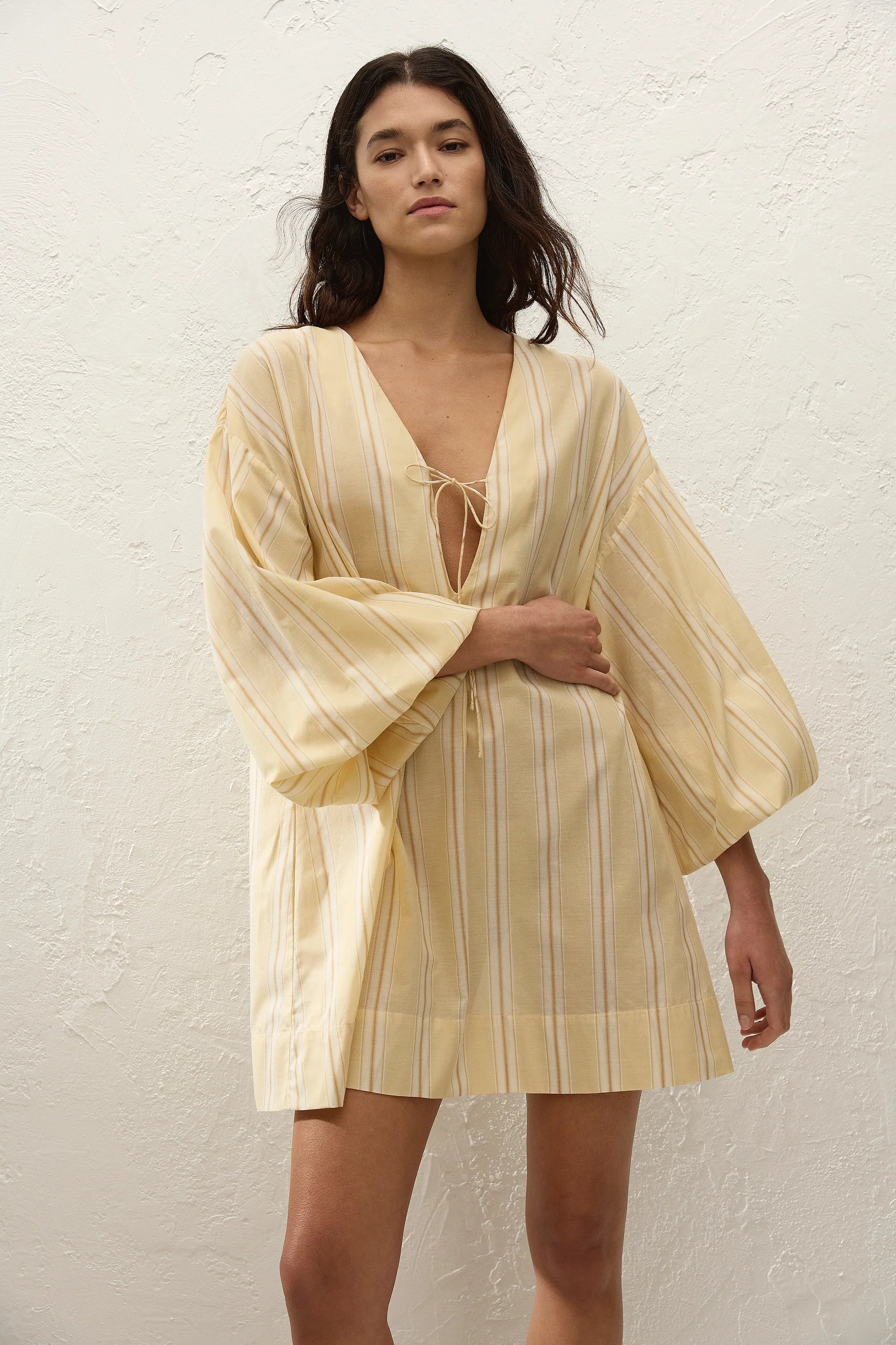 Pia Mini Dress Ombre Stripe Faded Mustard - Final Sale