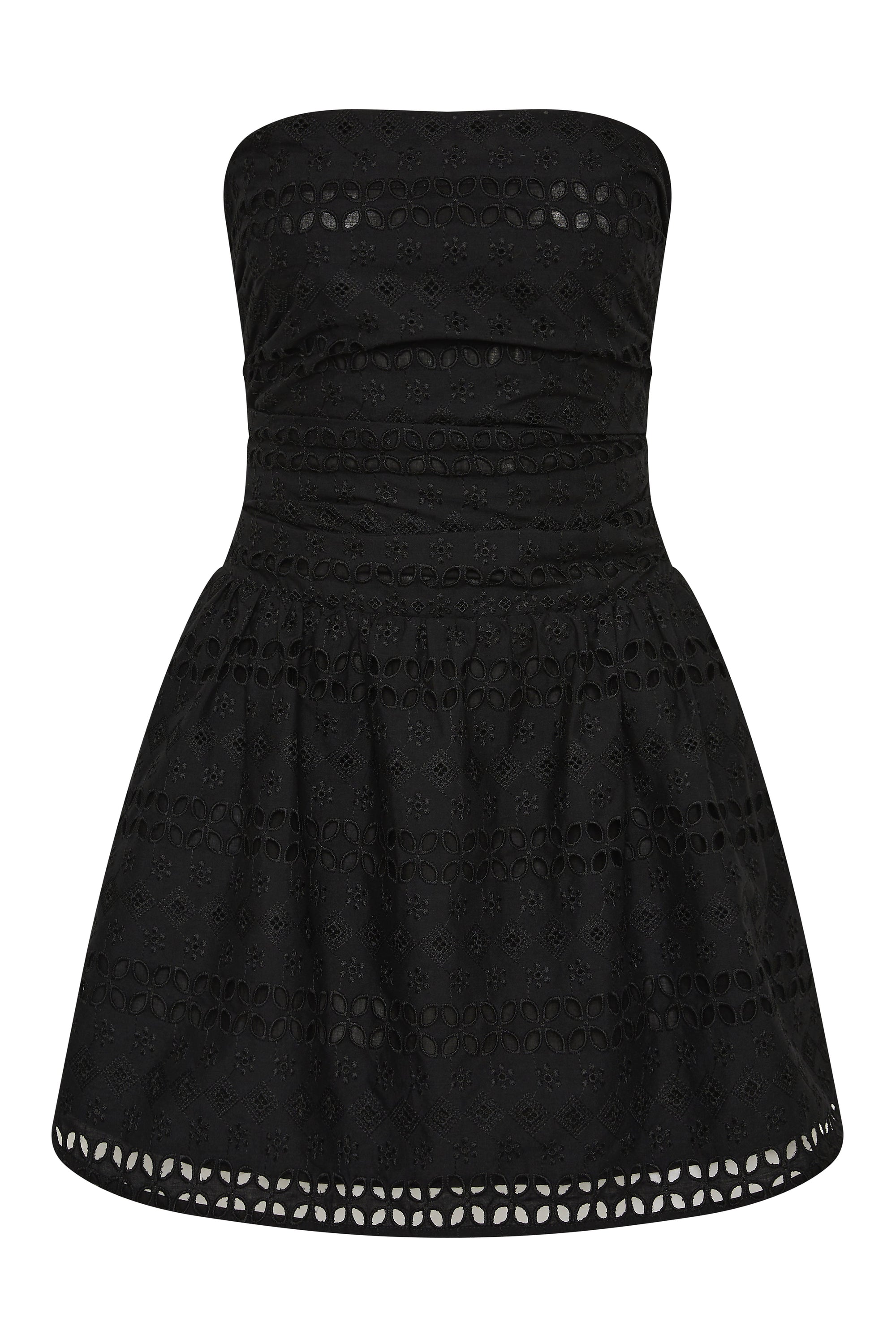 Roja Mini Dress Rosa Broderie Black - Final Sale