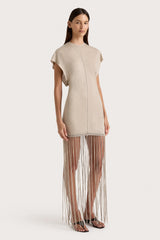 Ines Fringe Dress Oatmeal - Final Sale