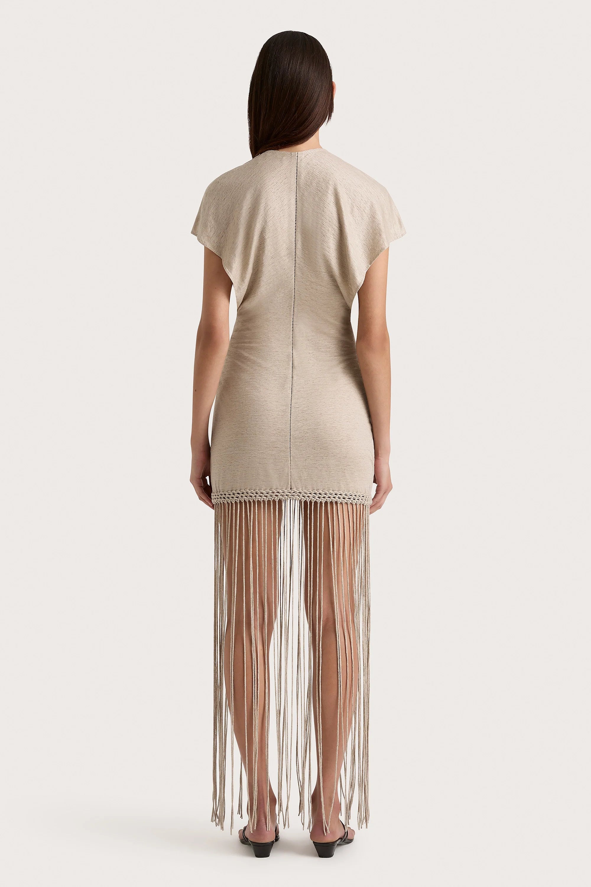 Ines Fringe Dress Oatmeal - Final Sale