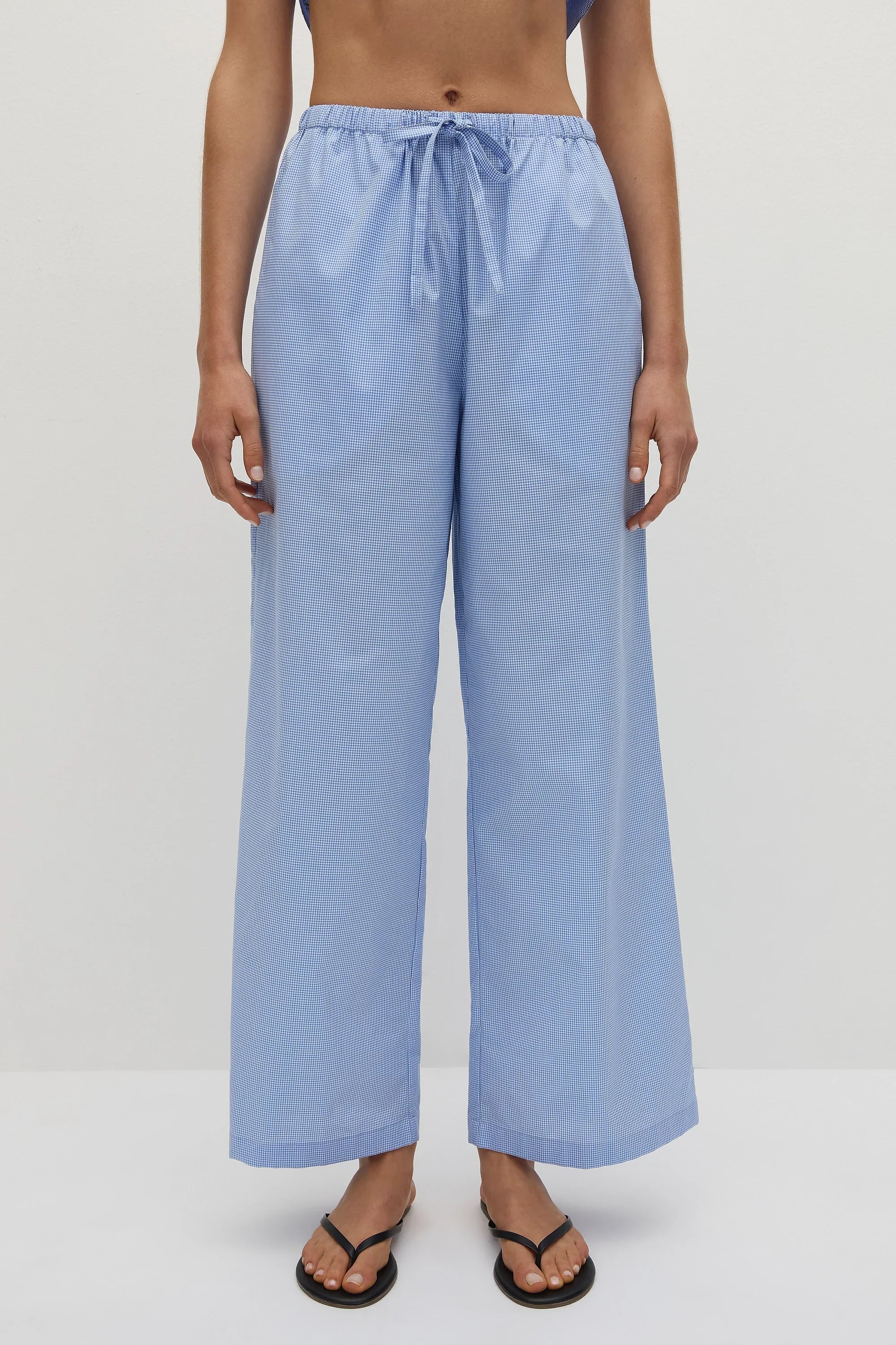 Martine Pant Micro Gingham Soft Blue - Final Sale
