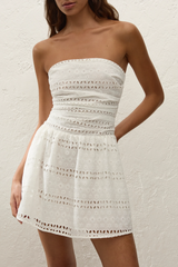 Roja Mini Dress Rosa Broderie White - Final Sale