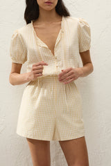 Roma Playsuit Butter Textured Gingham