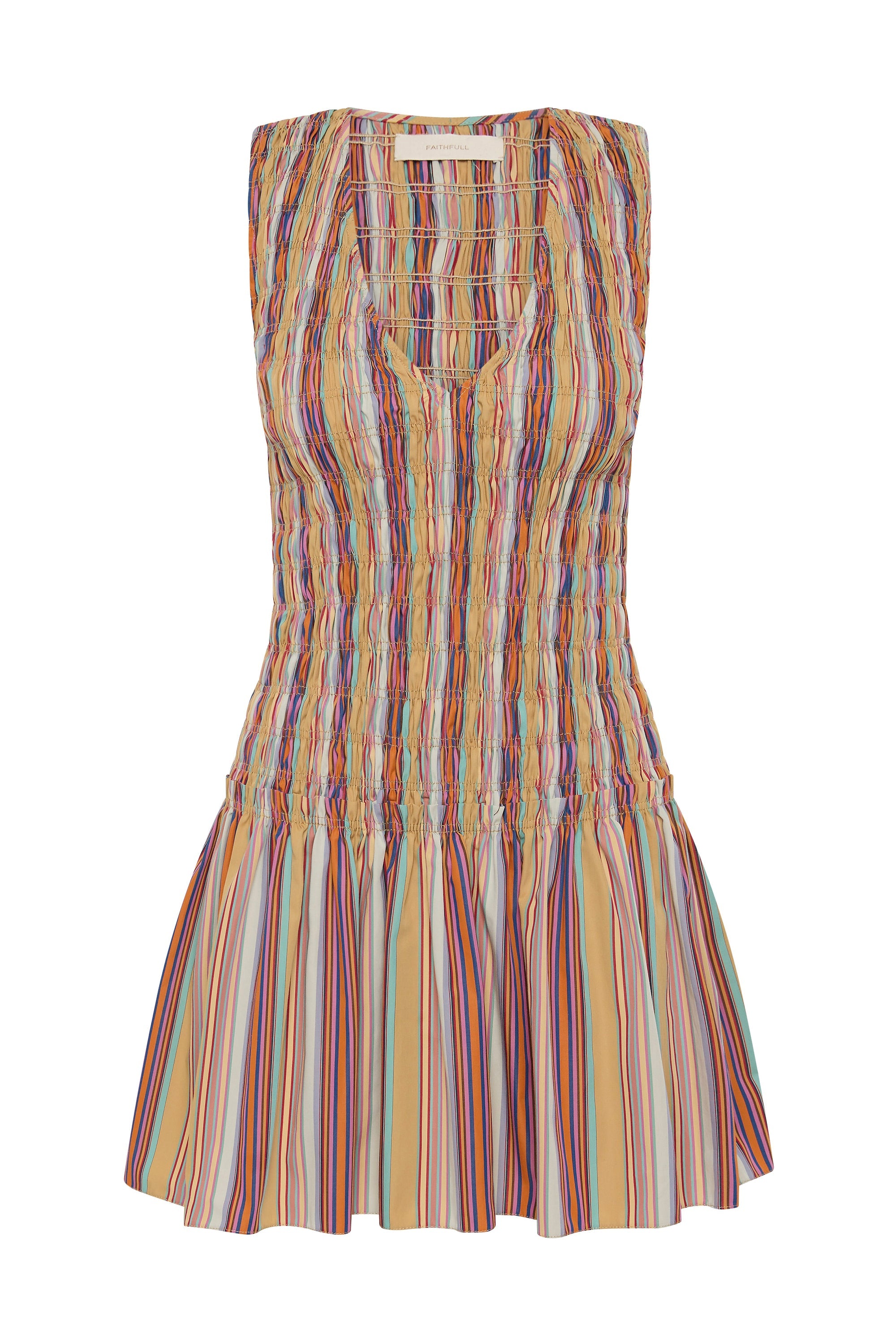 Palomar Mini Dress Agua Stripe Mustard - Final Sale