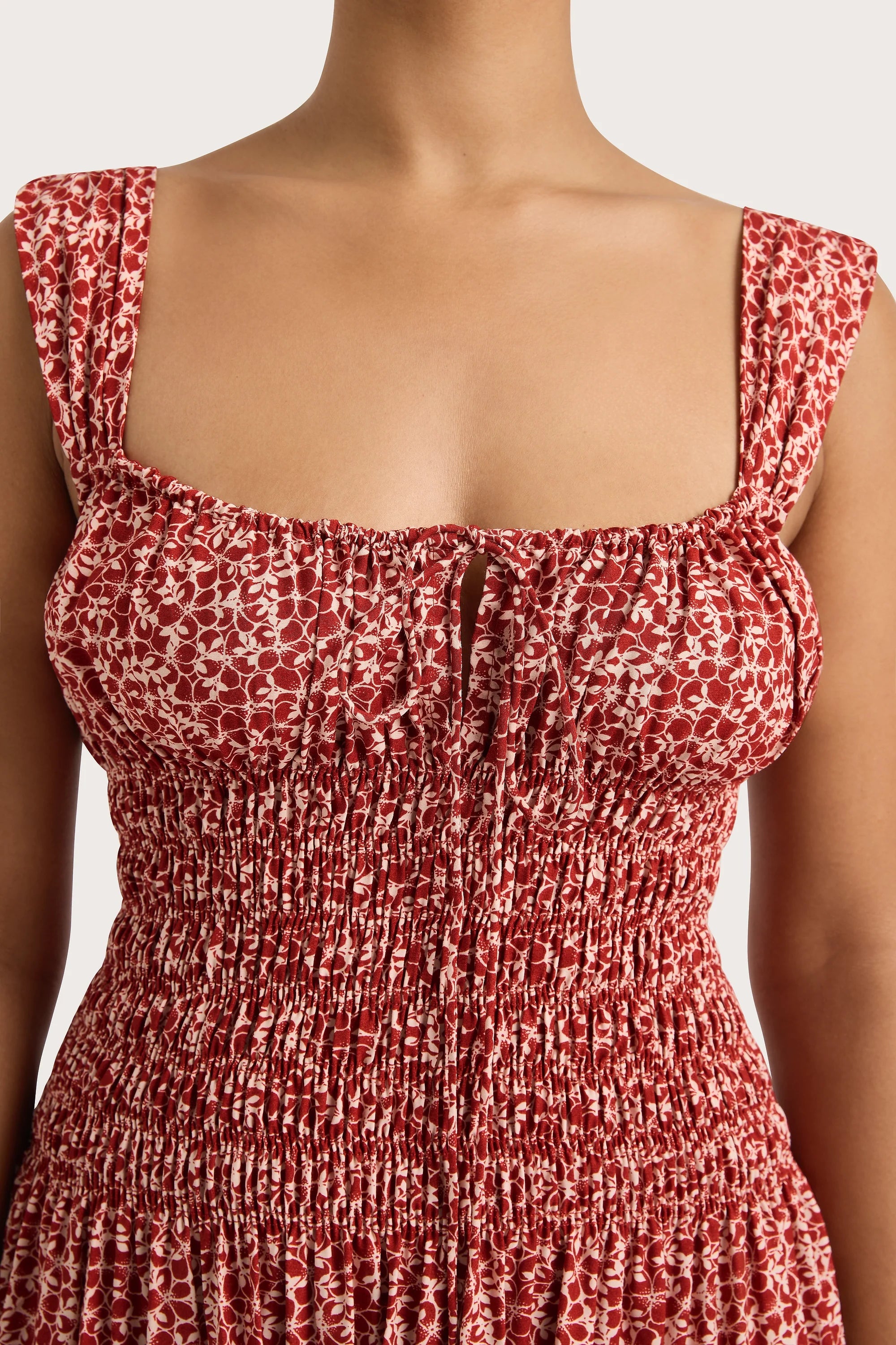 Yerres Midi Dress Peony Stamp Garnet - Final Sale