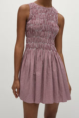 Heidi Mini Dress Gingham Deep Red