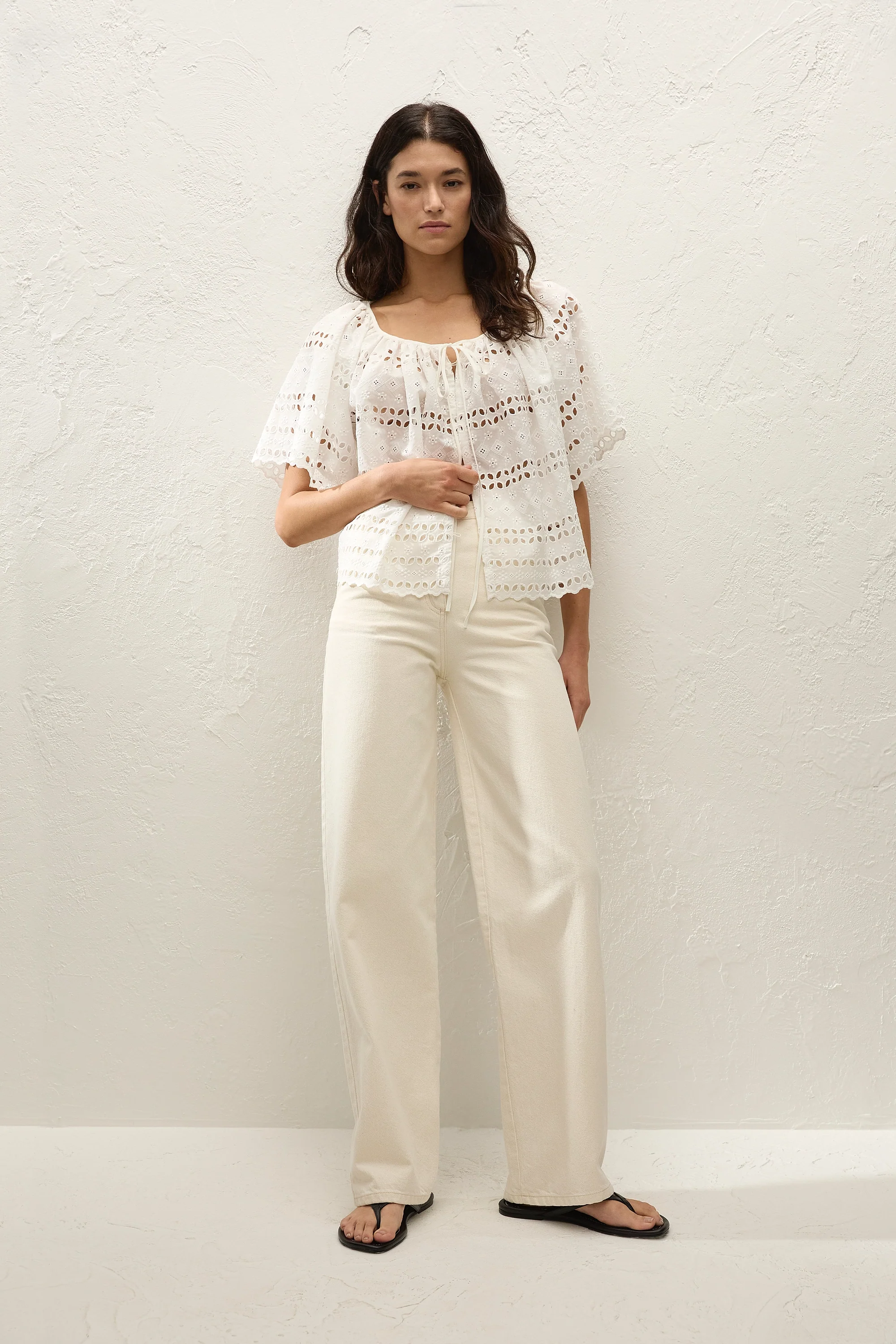 Mitla Top Rosa Broderie White - Final Sale