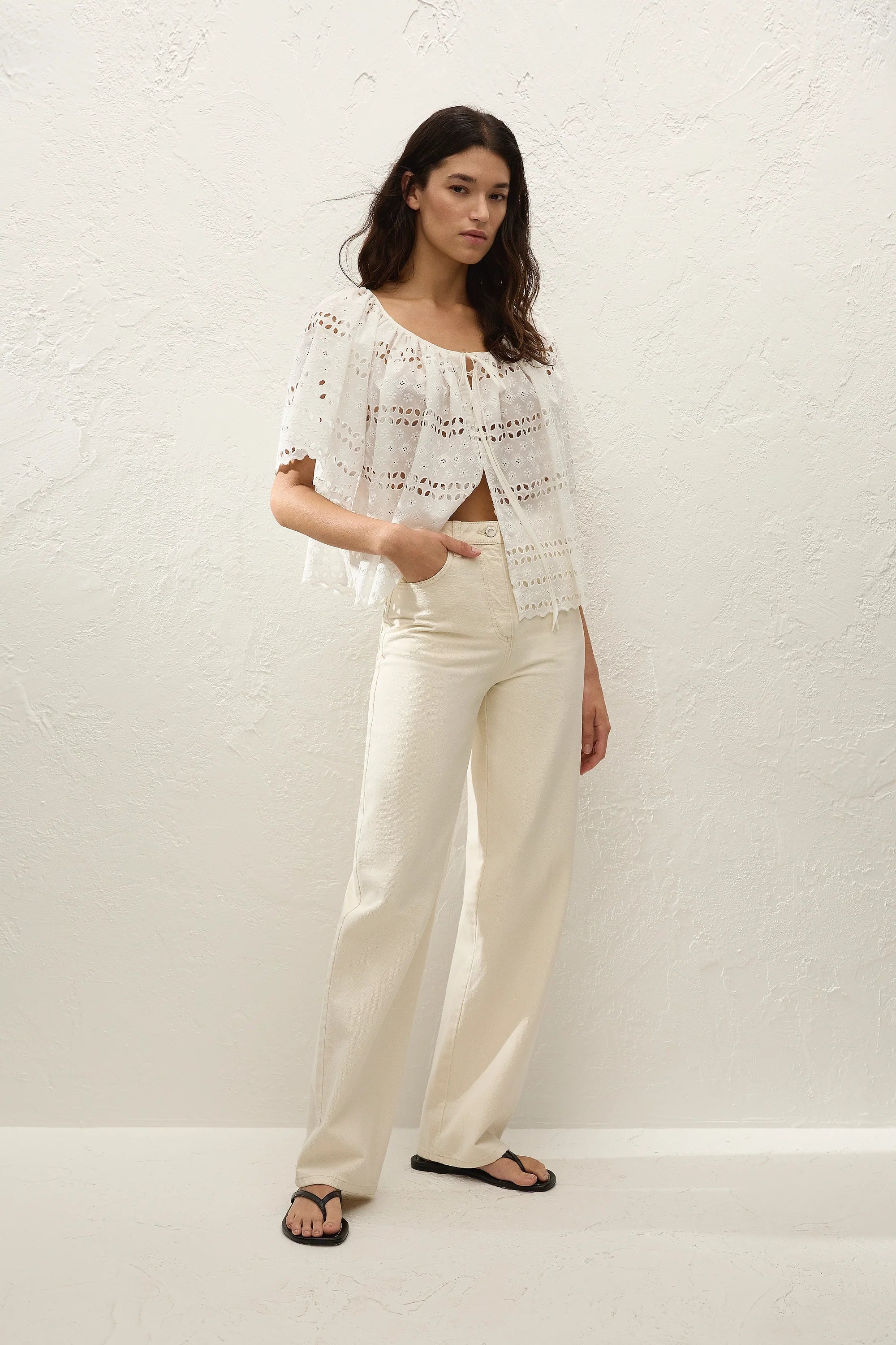 Mitla Top Rosa Broderie White - Final Sale