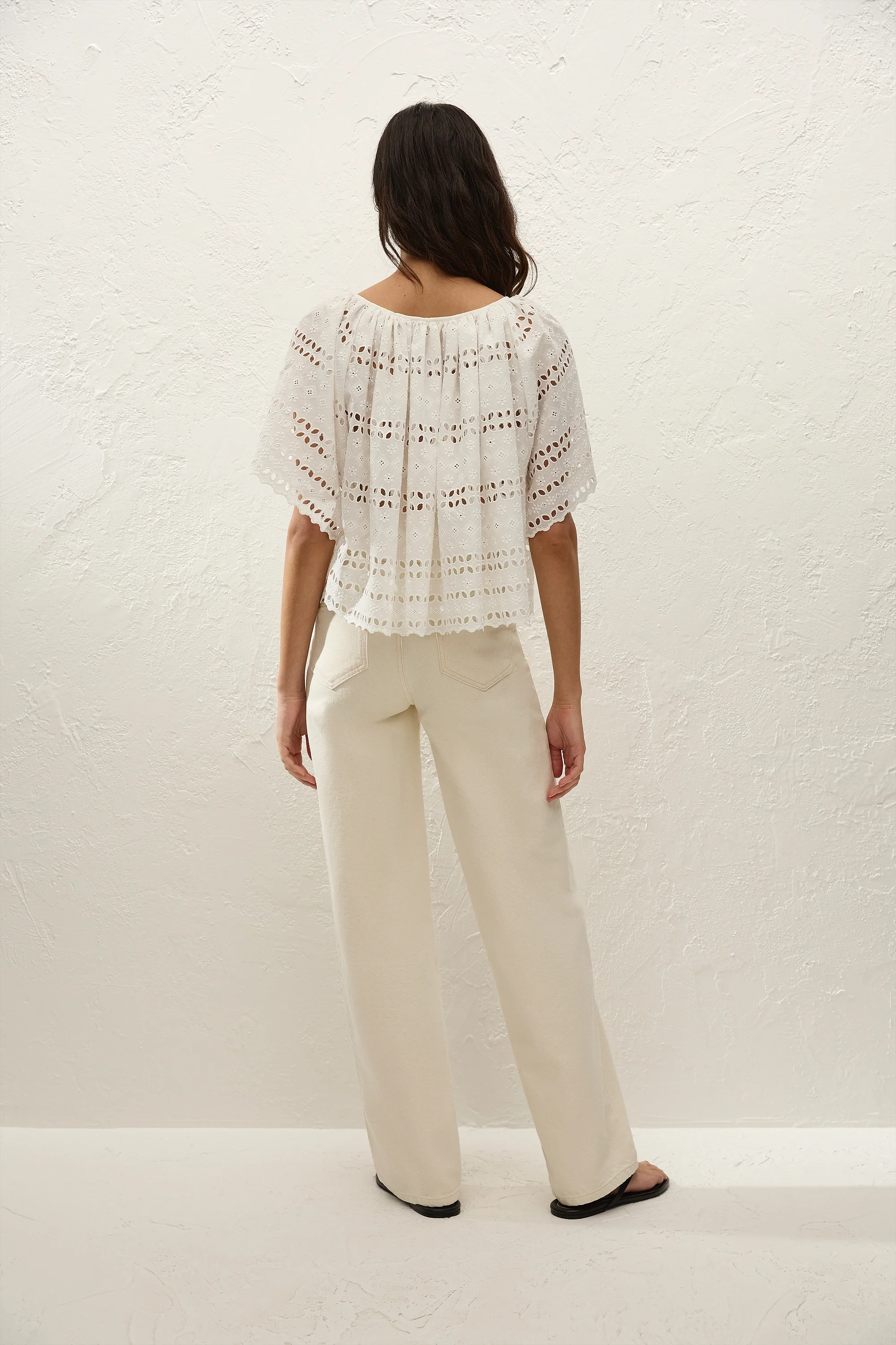 Mitla Top Rosa Broderie White - Final Sale