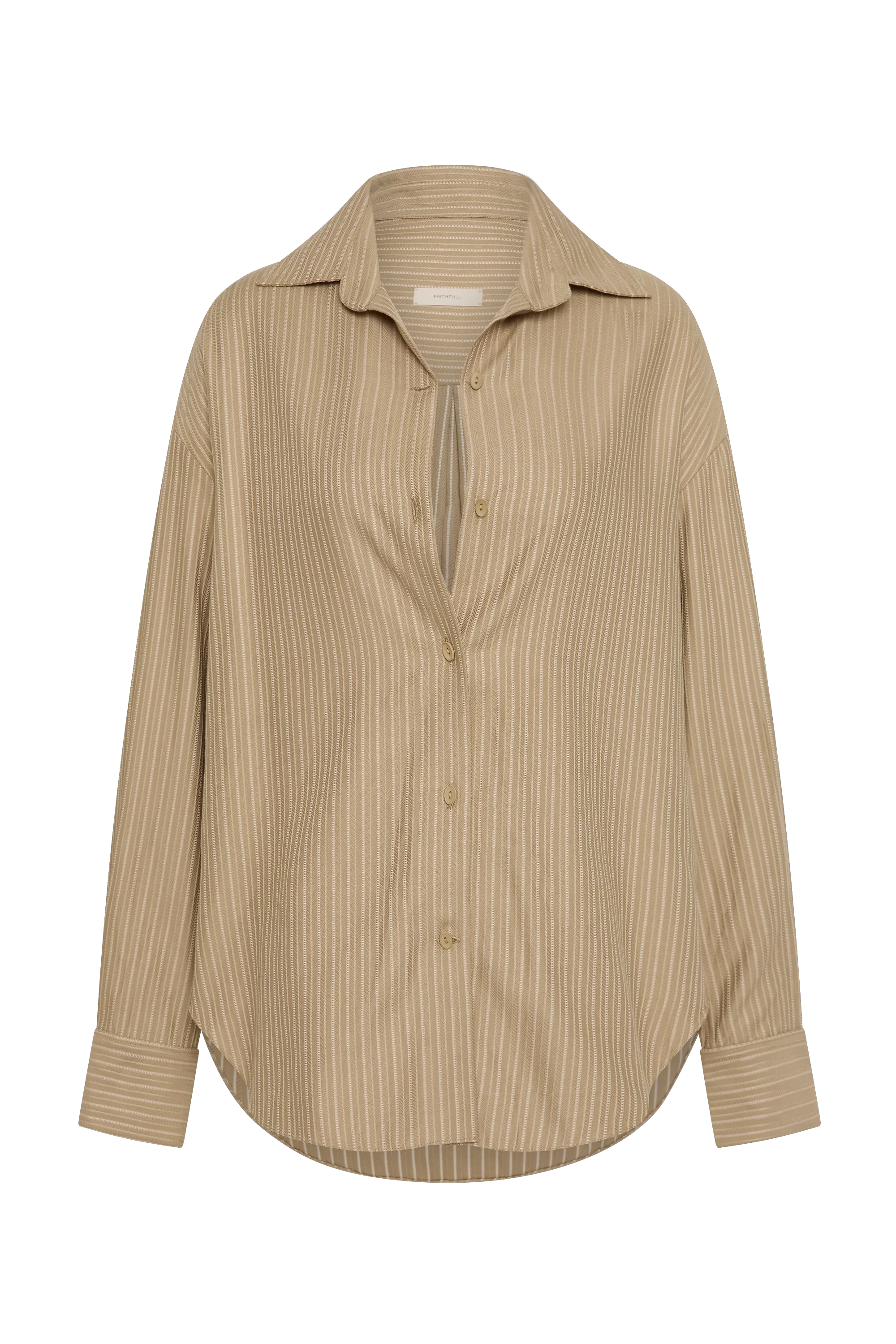 En Vau Oversized Shirt Pinstripe Fawn White - Final Sale