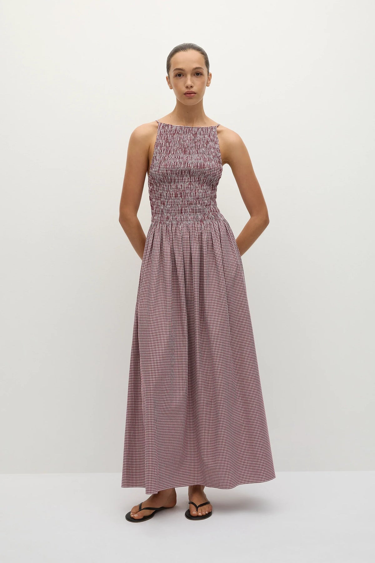 Laia Maxi Dress Gingham Deep Red