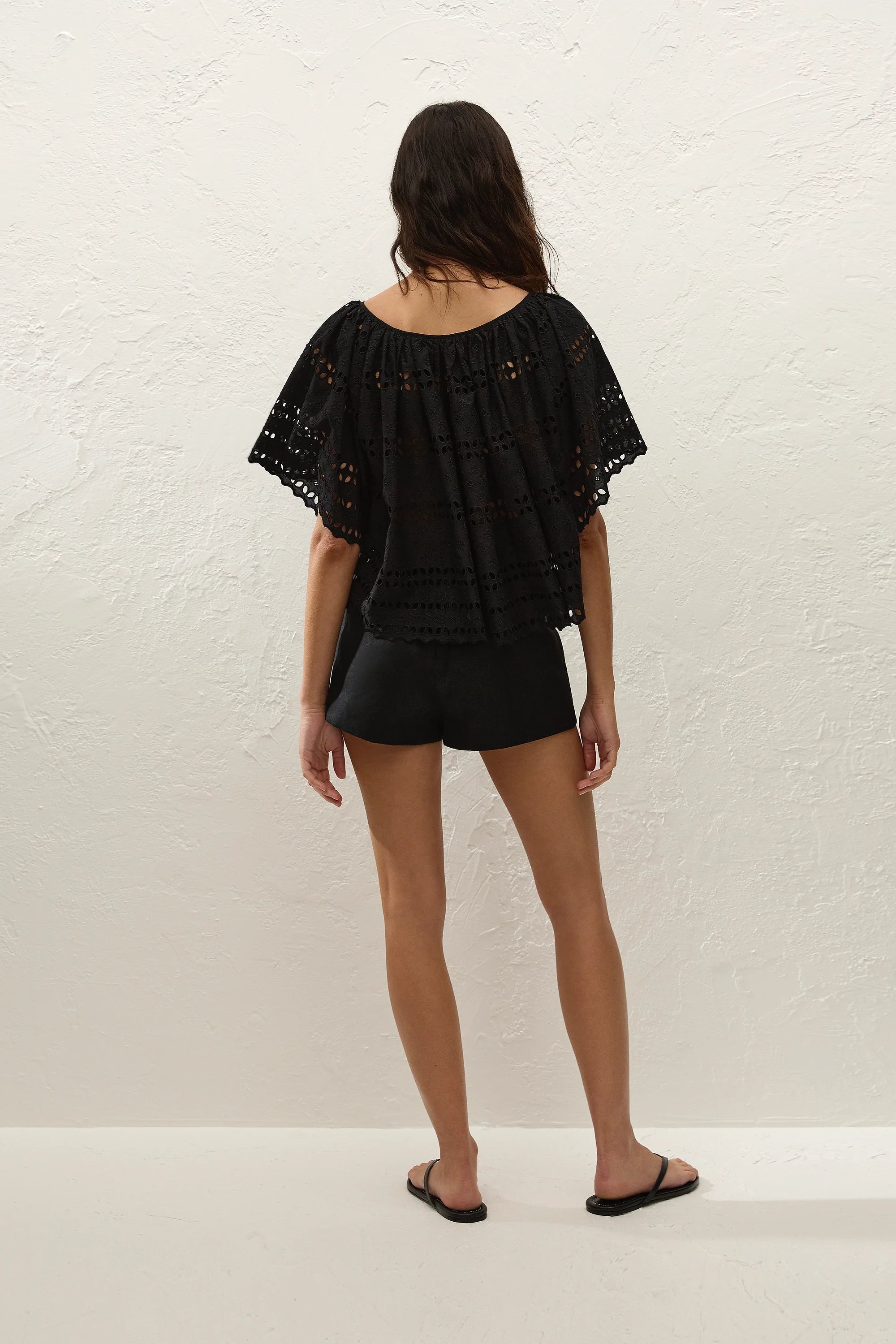 Mitla Top Rosa Broderie Black - Final Sale