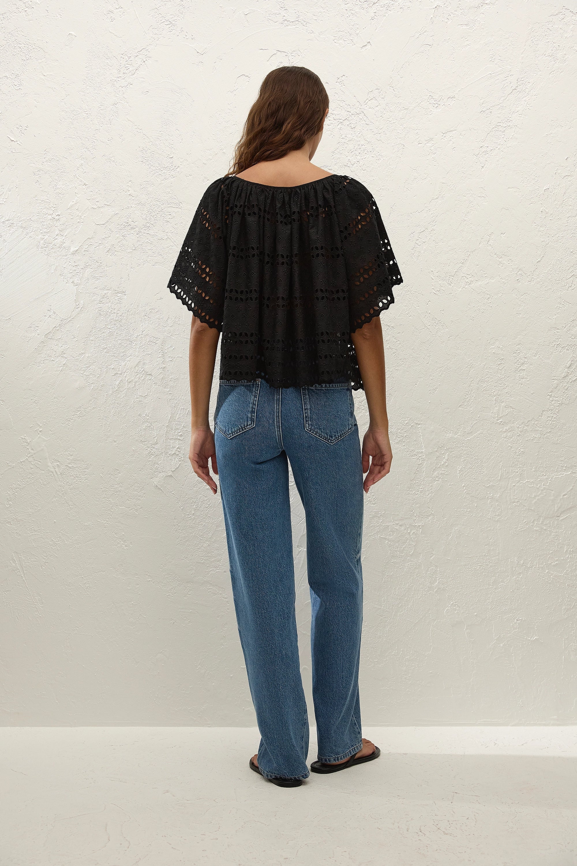 Mitla Top Rosa Broderie Black - Final Sale