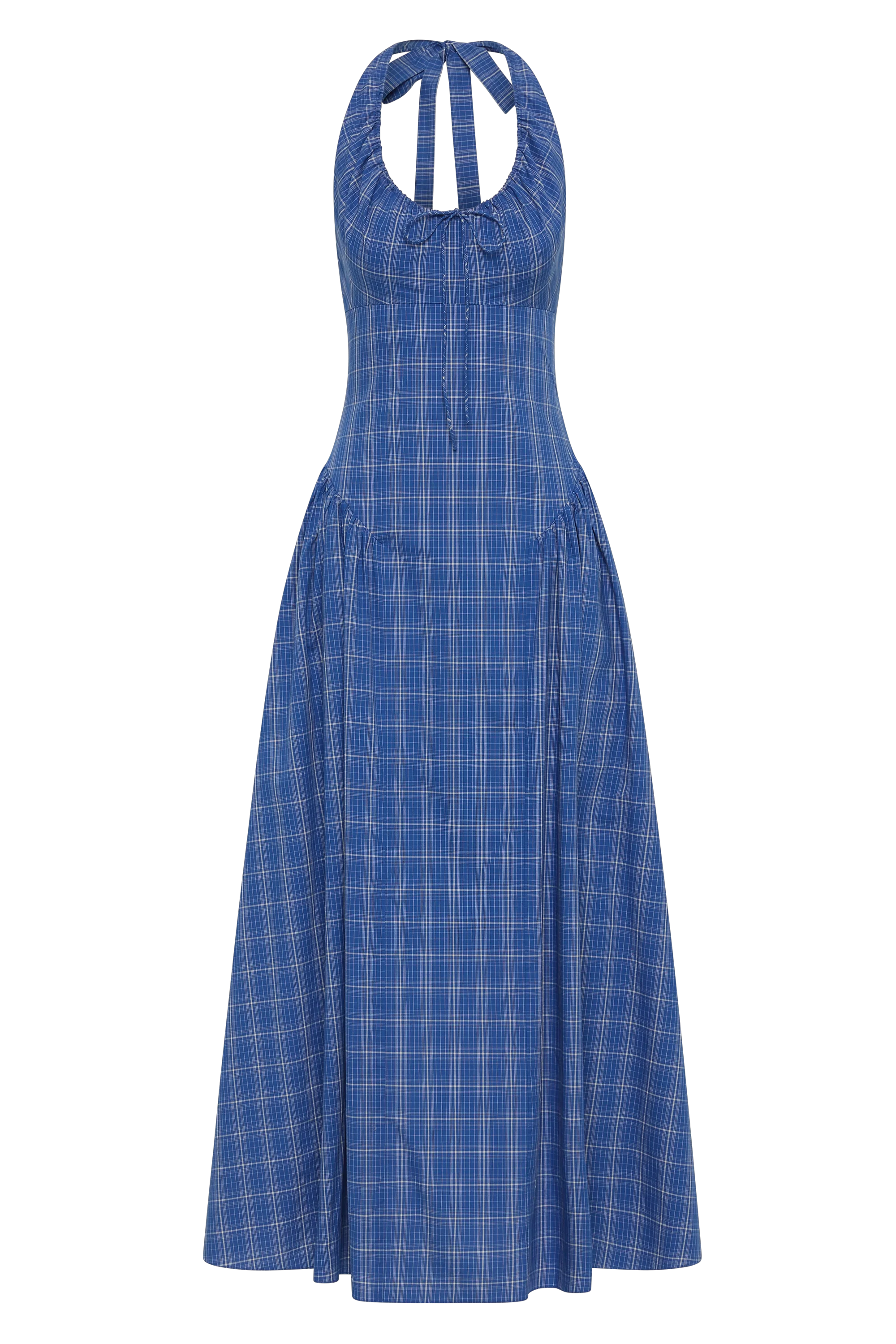 Del Ros Midi Dress Flor Check Cobalt
