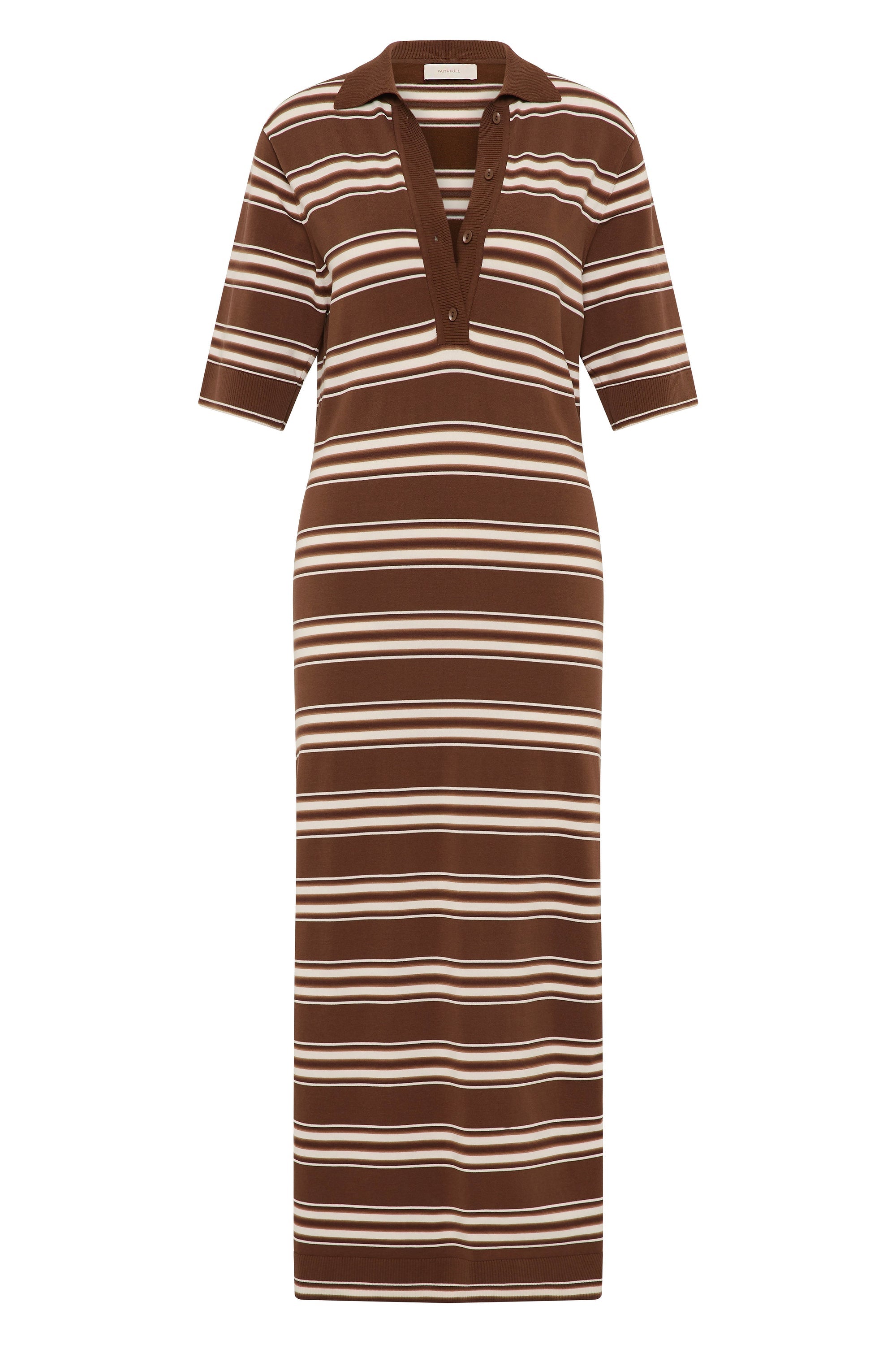 Santiago Polo Dress Ombre Stripe Macro Carob - Final Sale