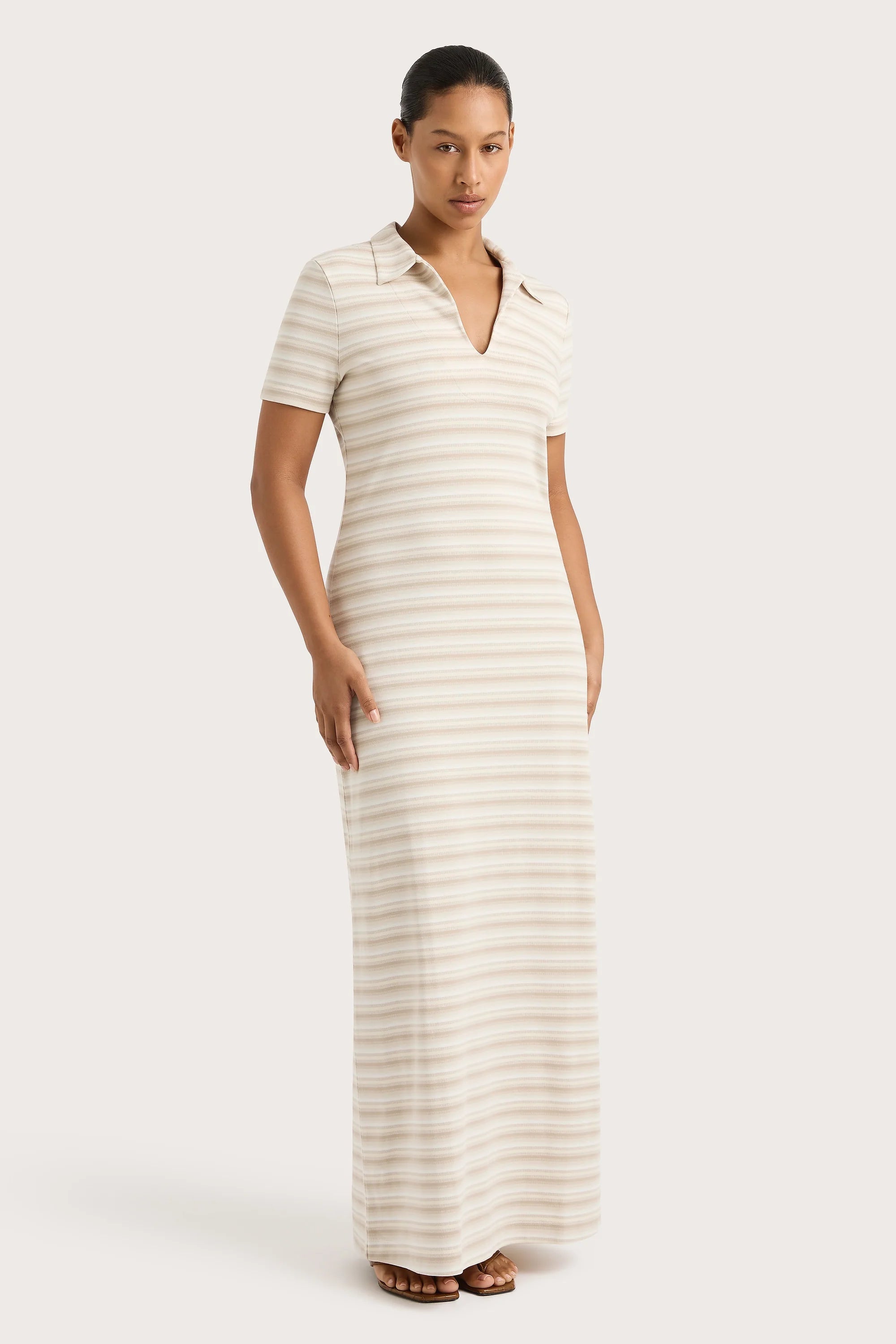 Tiesse Maxi Dress Cream Stripe - Final Sale