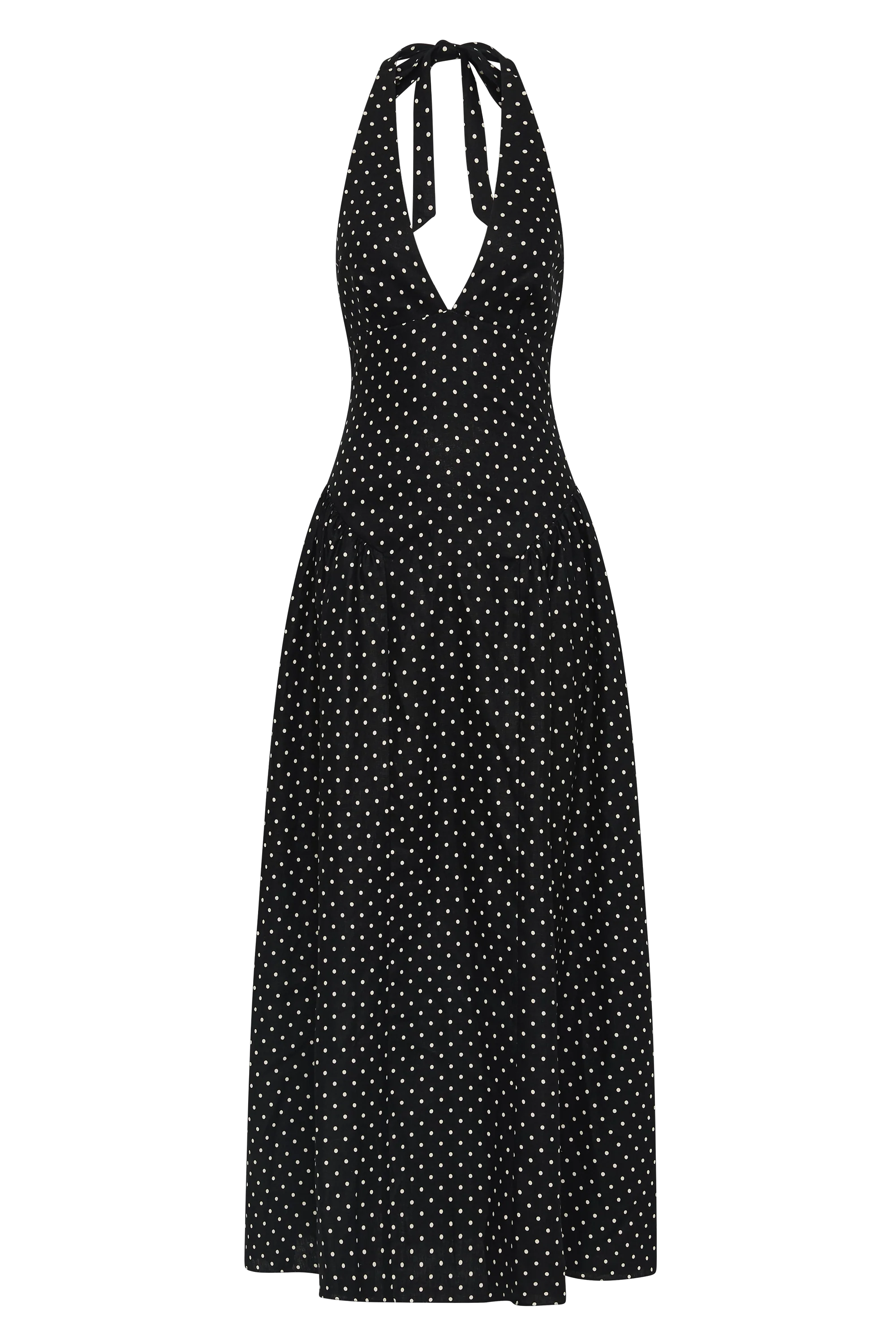 La Cala Midi Dress Lola Polka Dot Black Cream