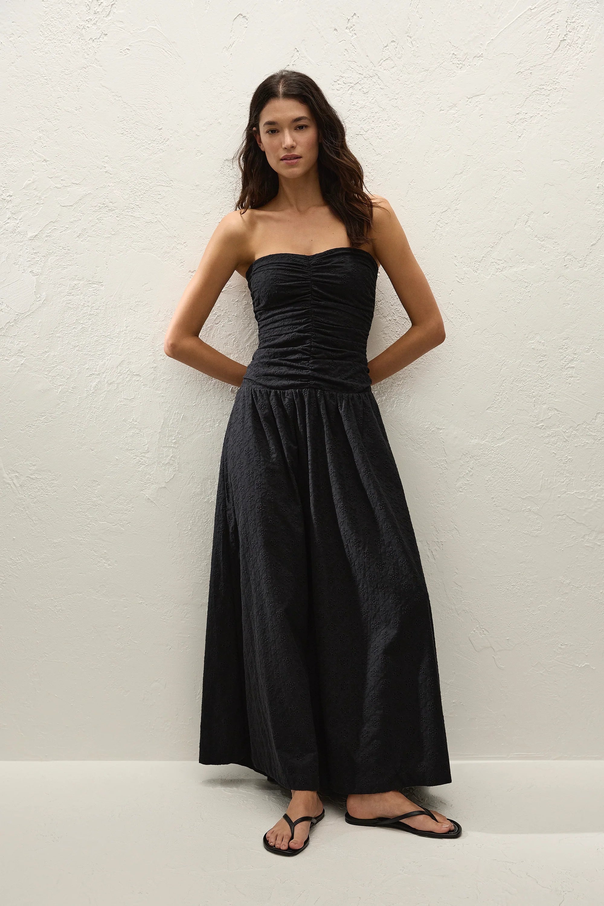 Lia Maxi Dress Valentina Broderie Black - Final Sale