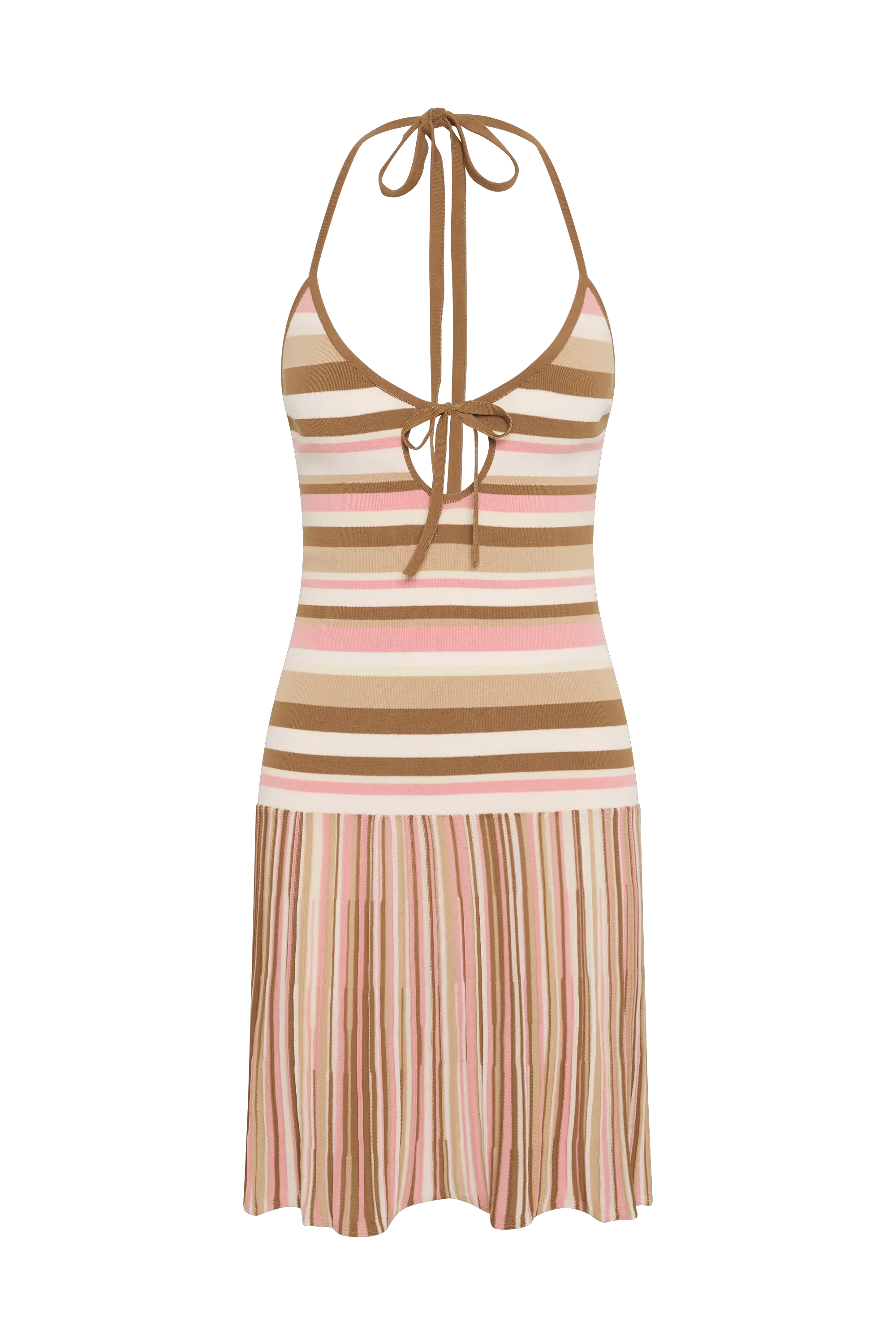 Elea Mini Dress Puce Sepia Stripe - Final Sale