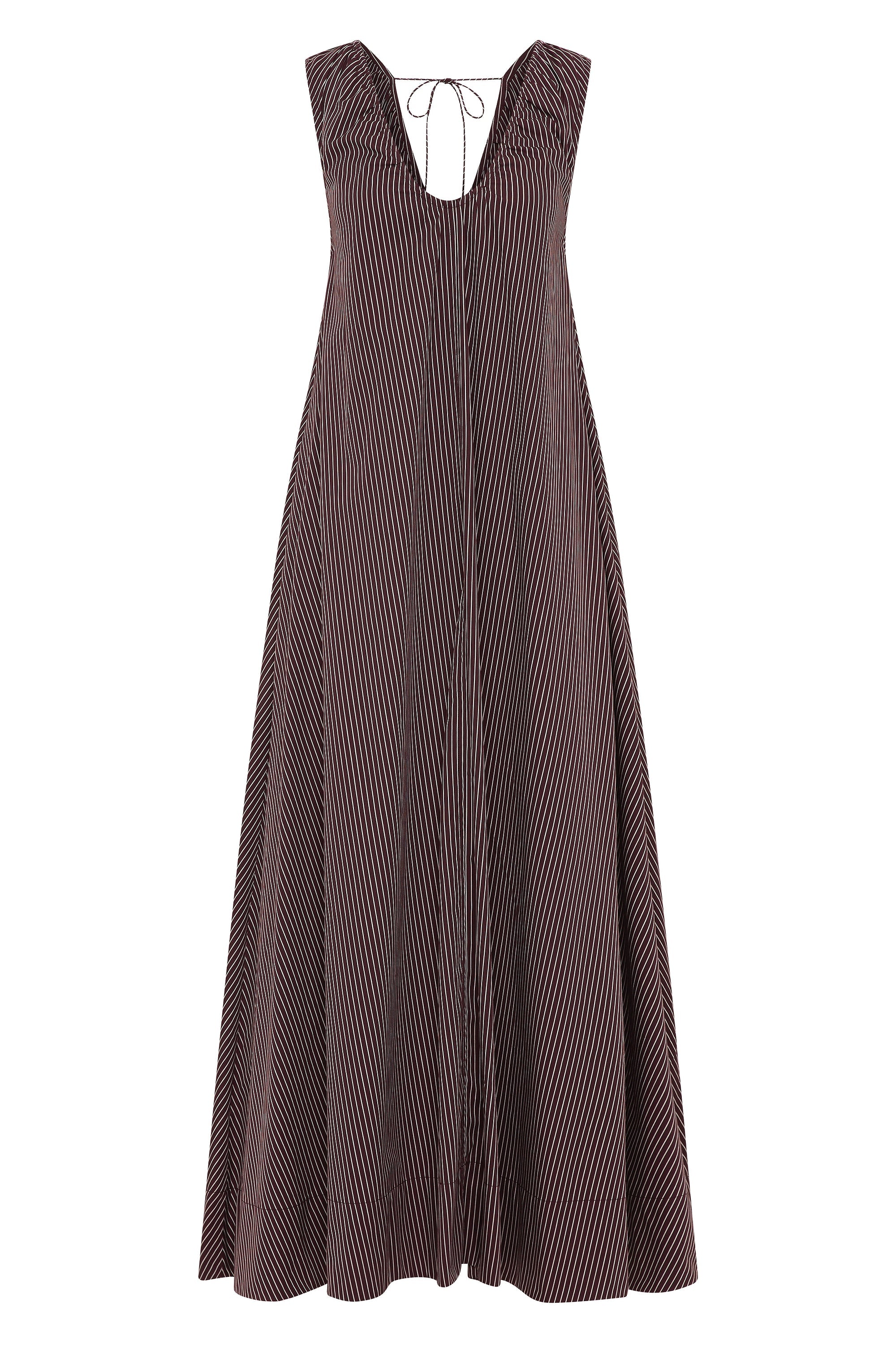 Pedrera Maxi Dress Rocio Pinstripe Chocolate Plum - Final Sale