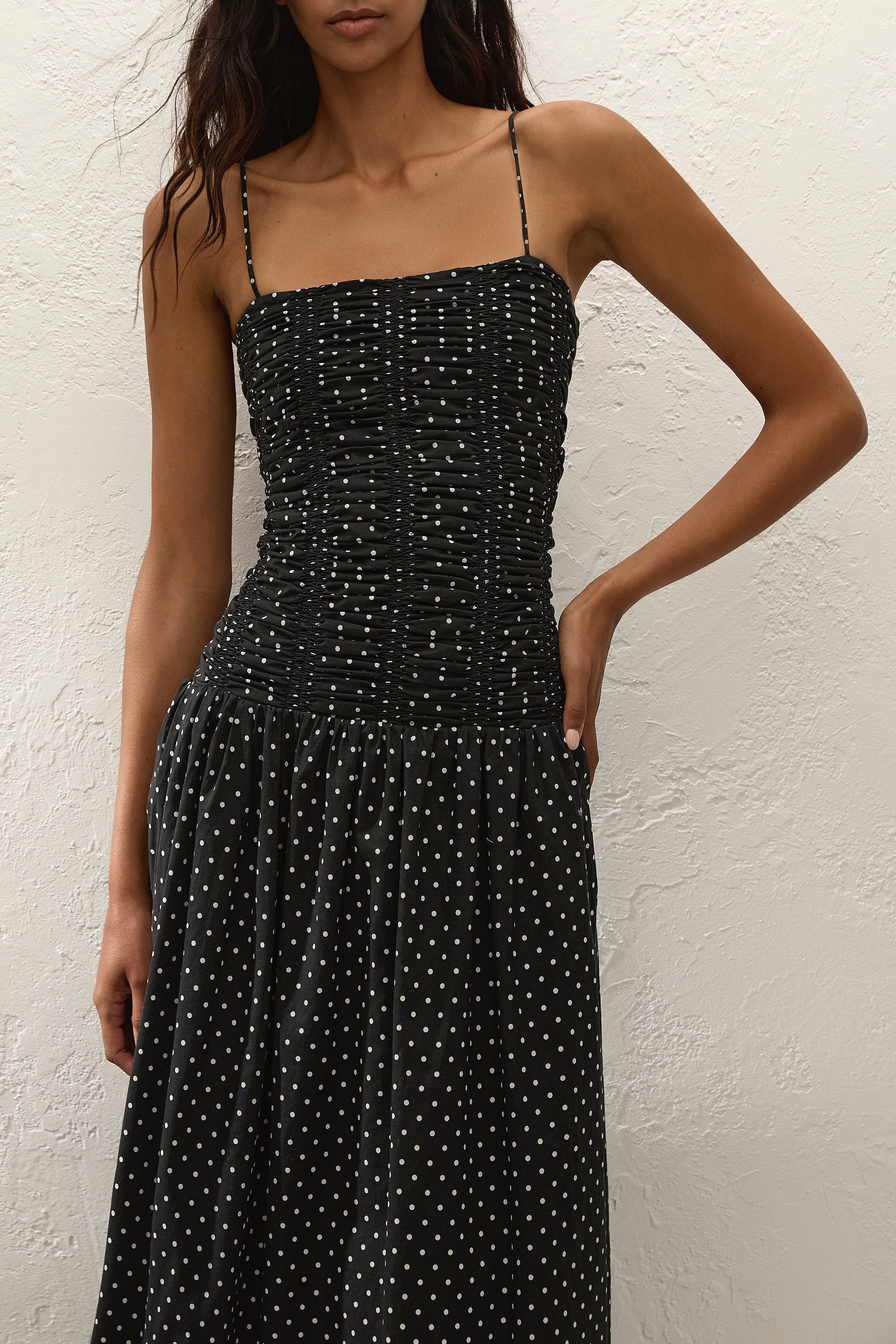 Mira Maxi Dress Lola Polka Dot Black Off White