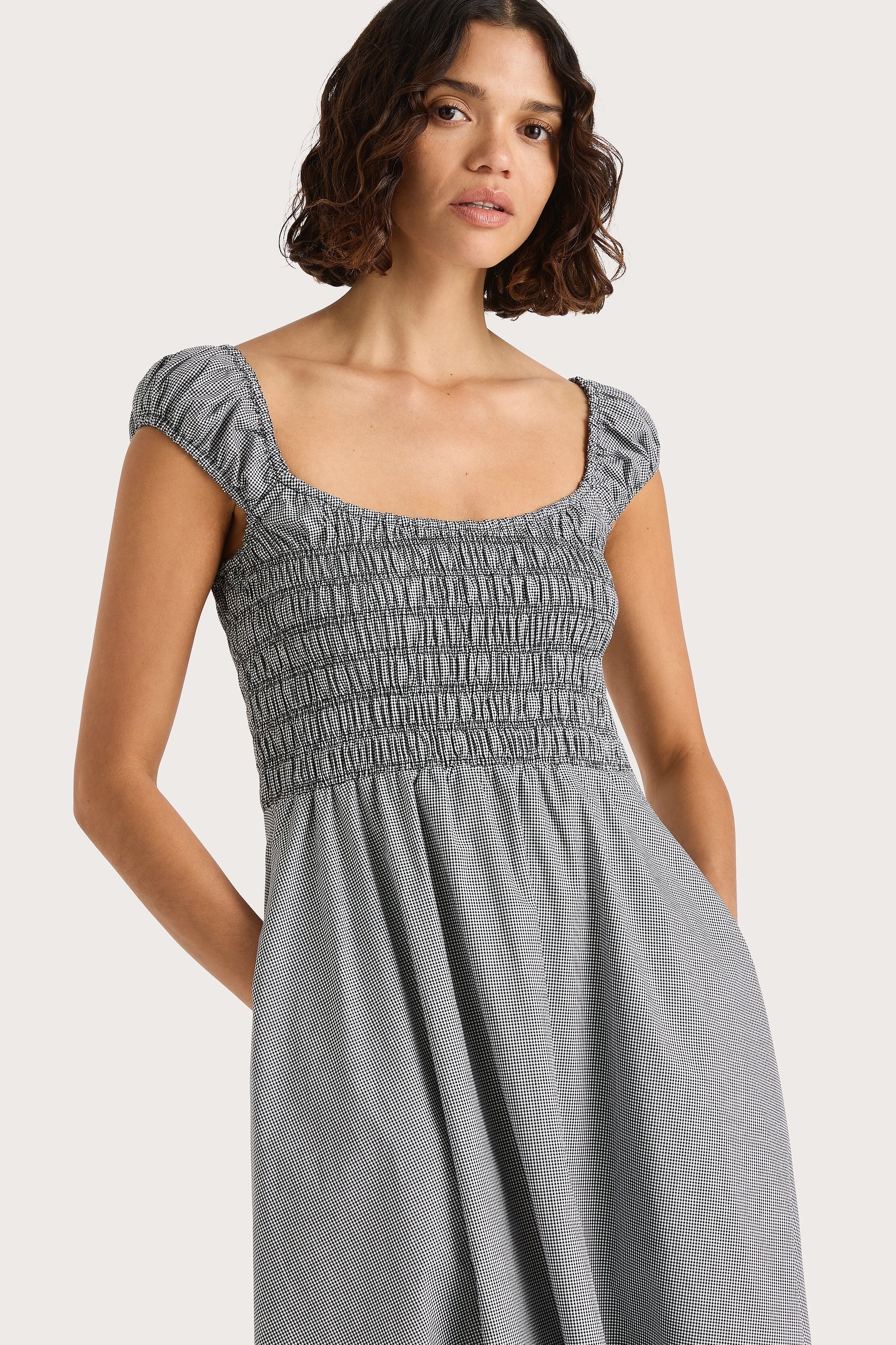 Amelie Midi Dress Gingham Black - Final Sale