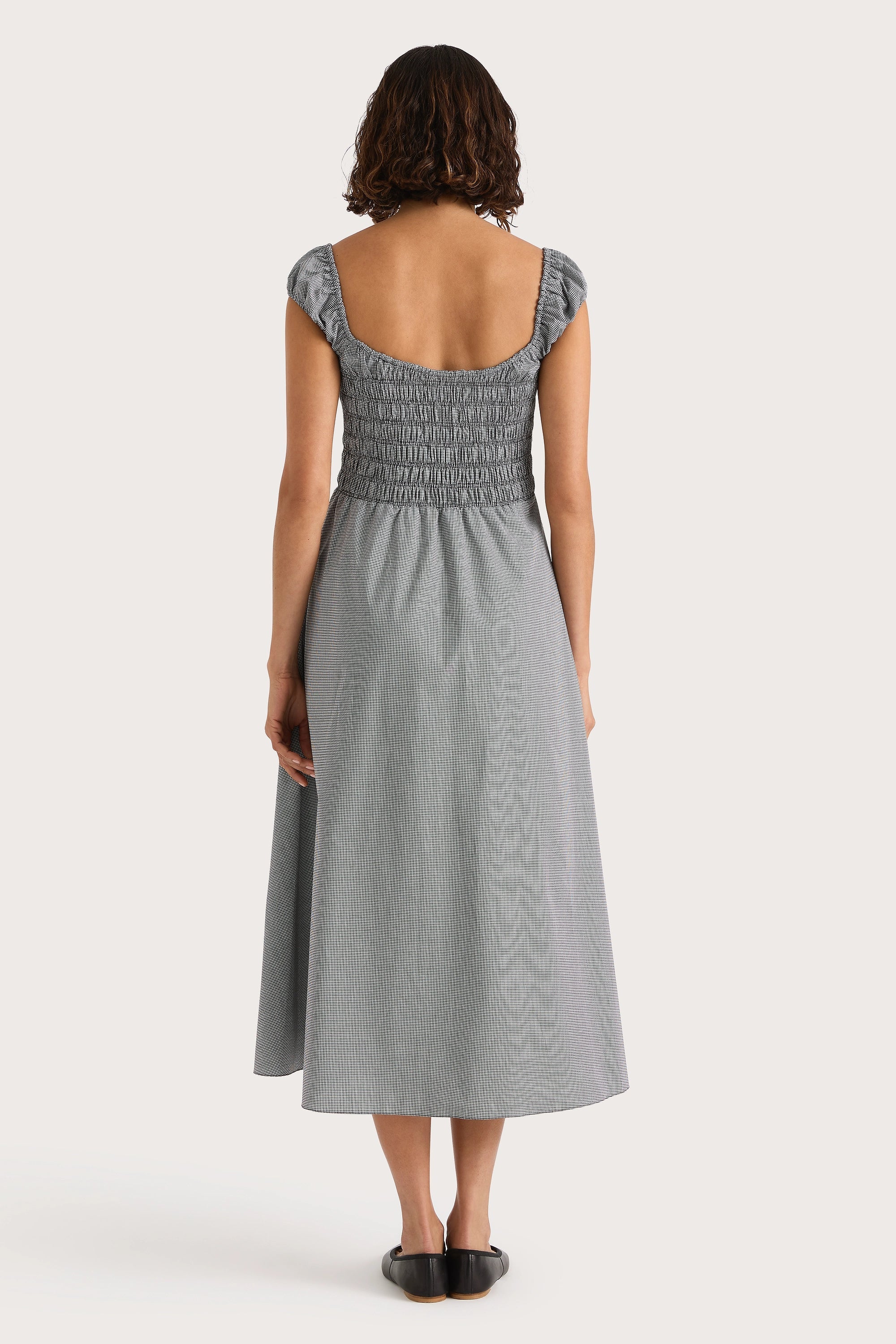 Amelie Midi Dress Gingham Black - Final Sale