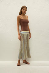 Esenia Knit Dress Sky Blue Pale Yellow Stripe