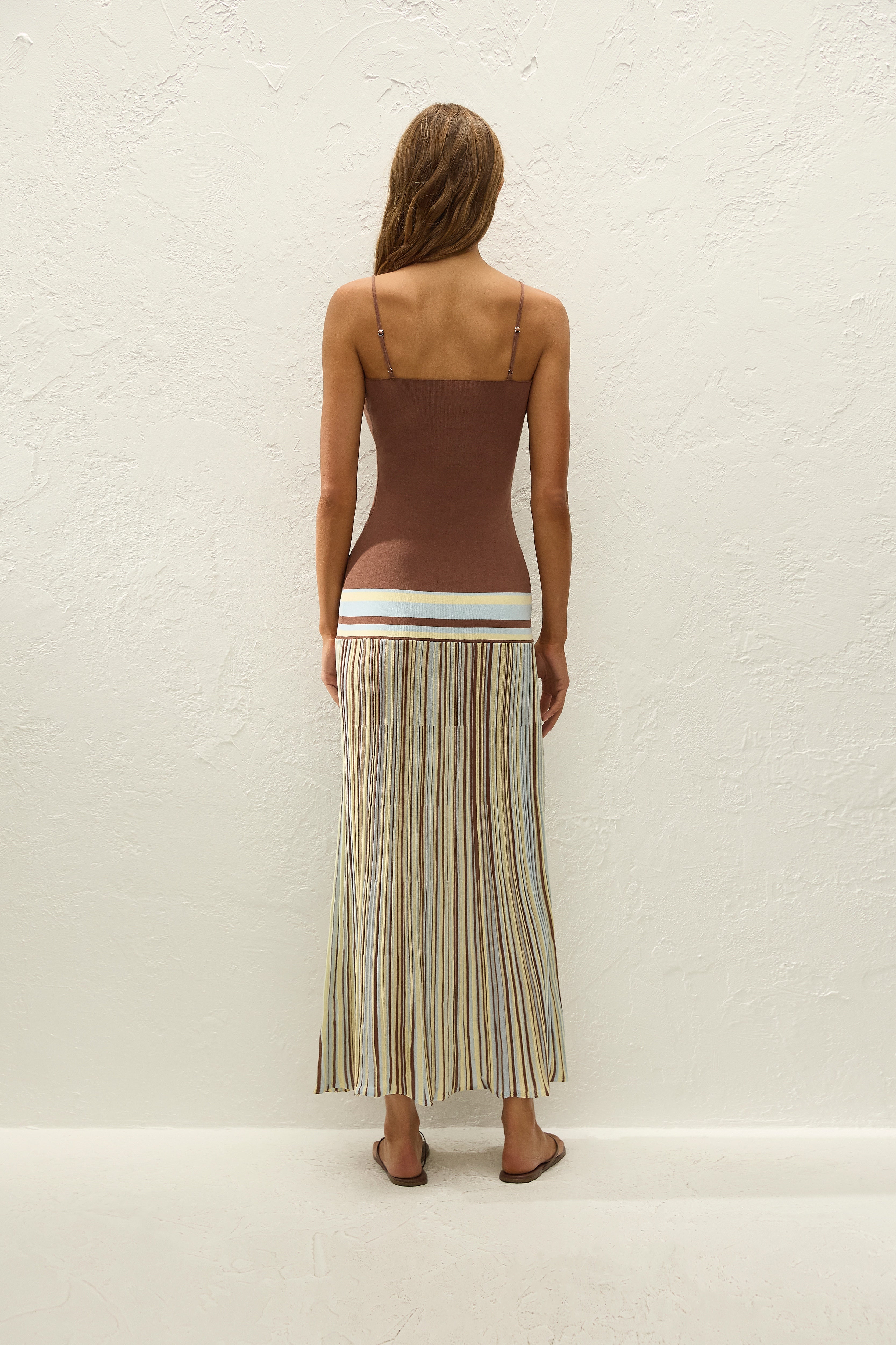 Esenia Knit Dress Sky Blue Pale Yellow Stripe