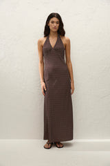 Rosa Maxi Dress Polkadot Chocolate Plum - Final Sale