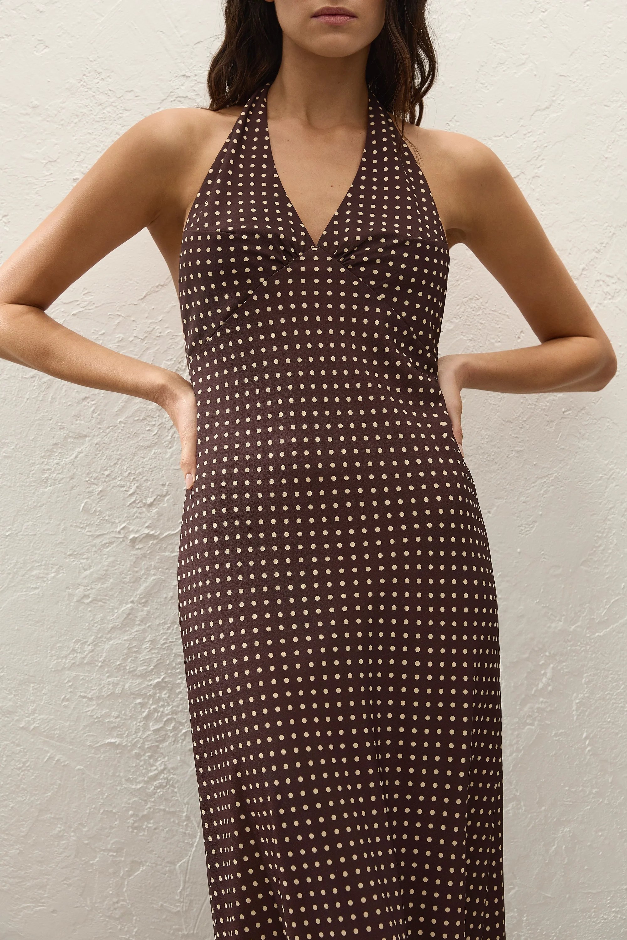 Rosa Maxi Dress Polkadot Chocolate Plum - Final Sale