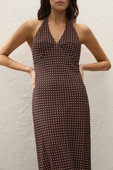 Rosa Maxi Dress Polkadot Chocolate Plum - Final Sale
