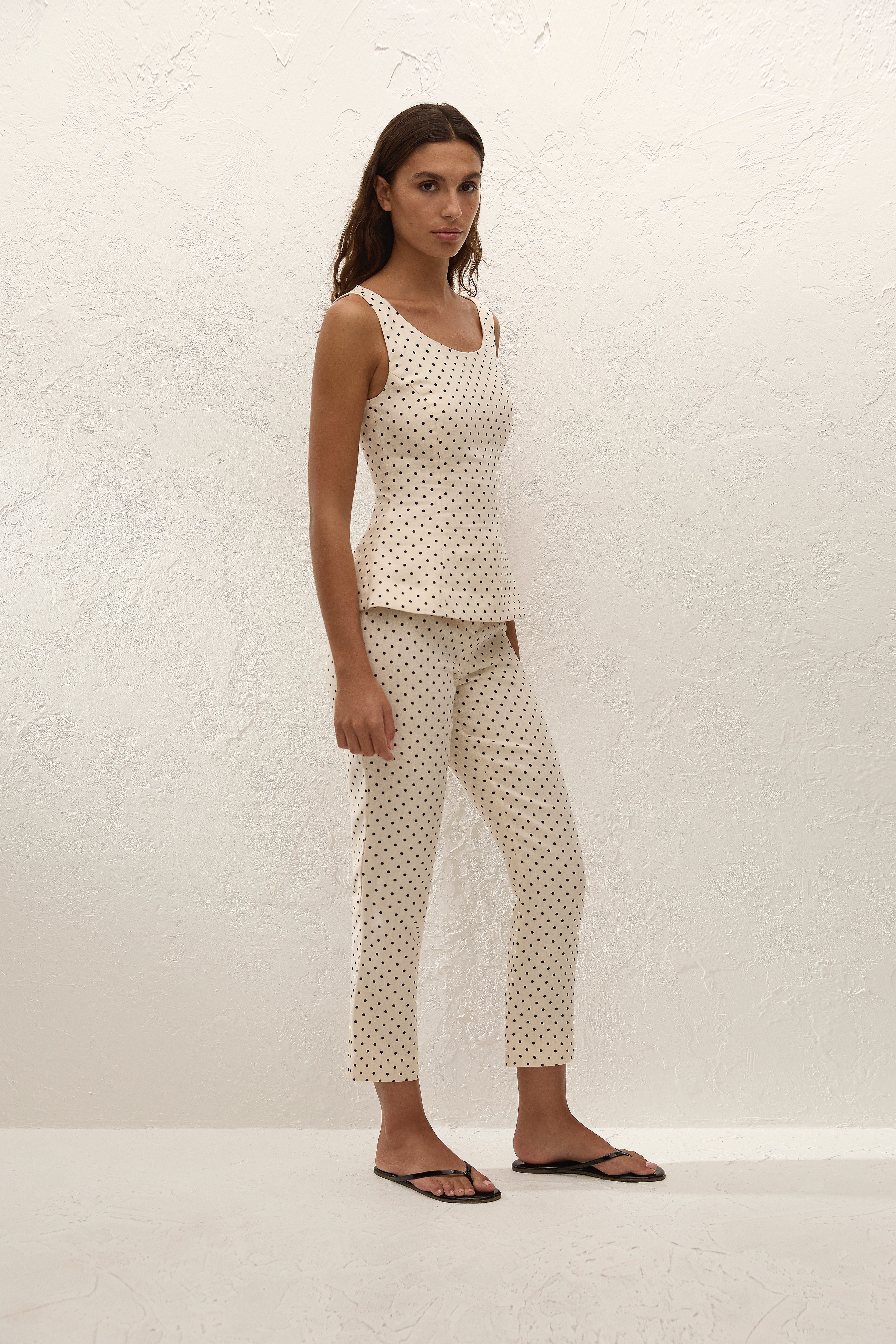 Iria Capri Pant Lola Polka Dot Cream Black