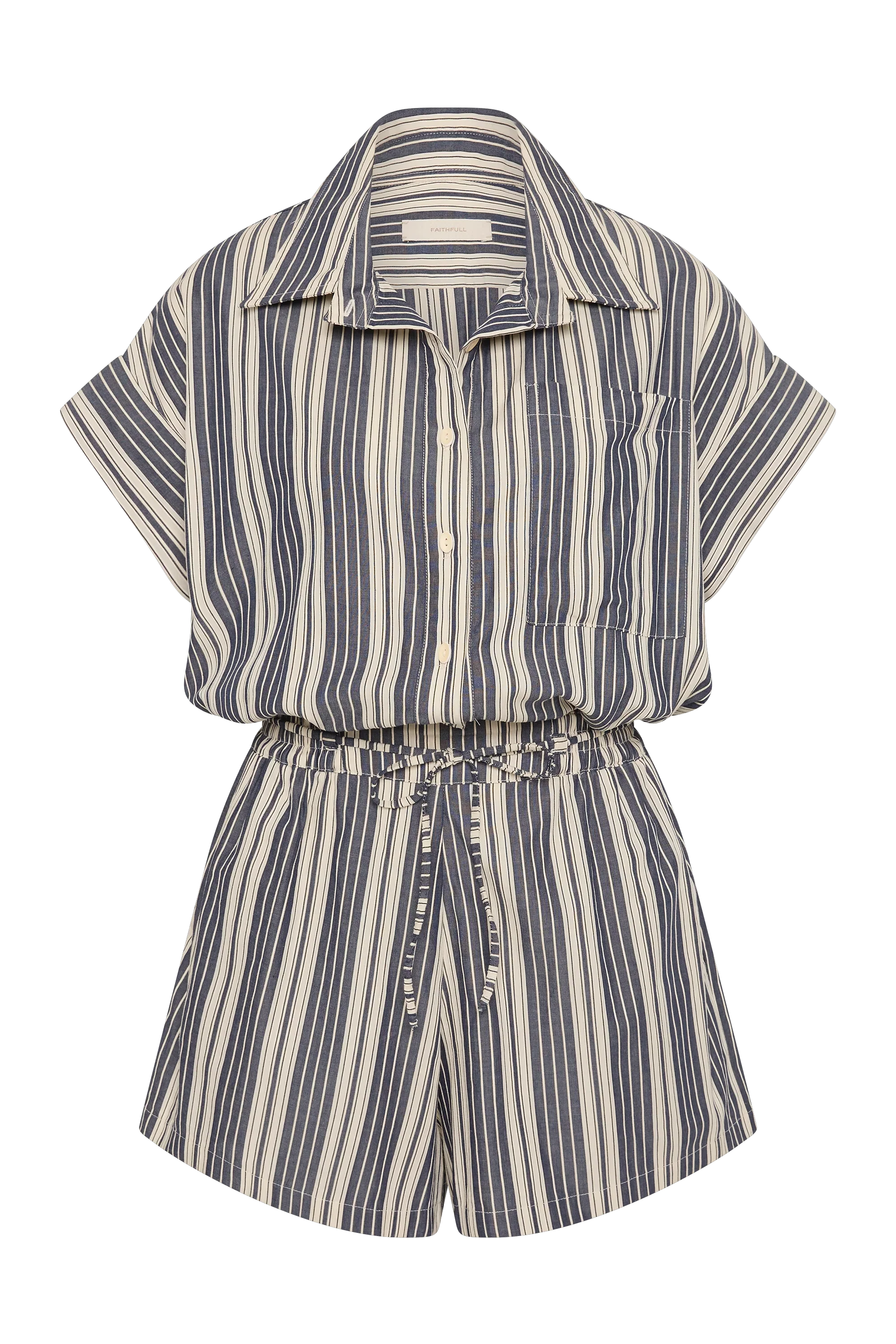 Cyrene Playsuit Antique Navy Stripe - Final Sale