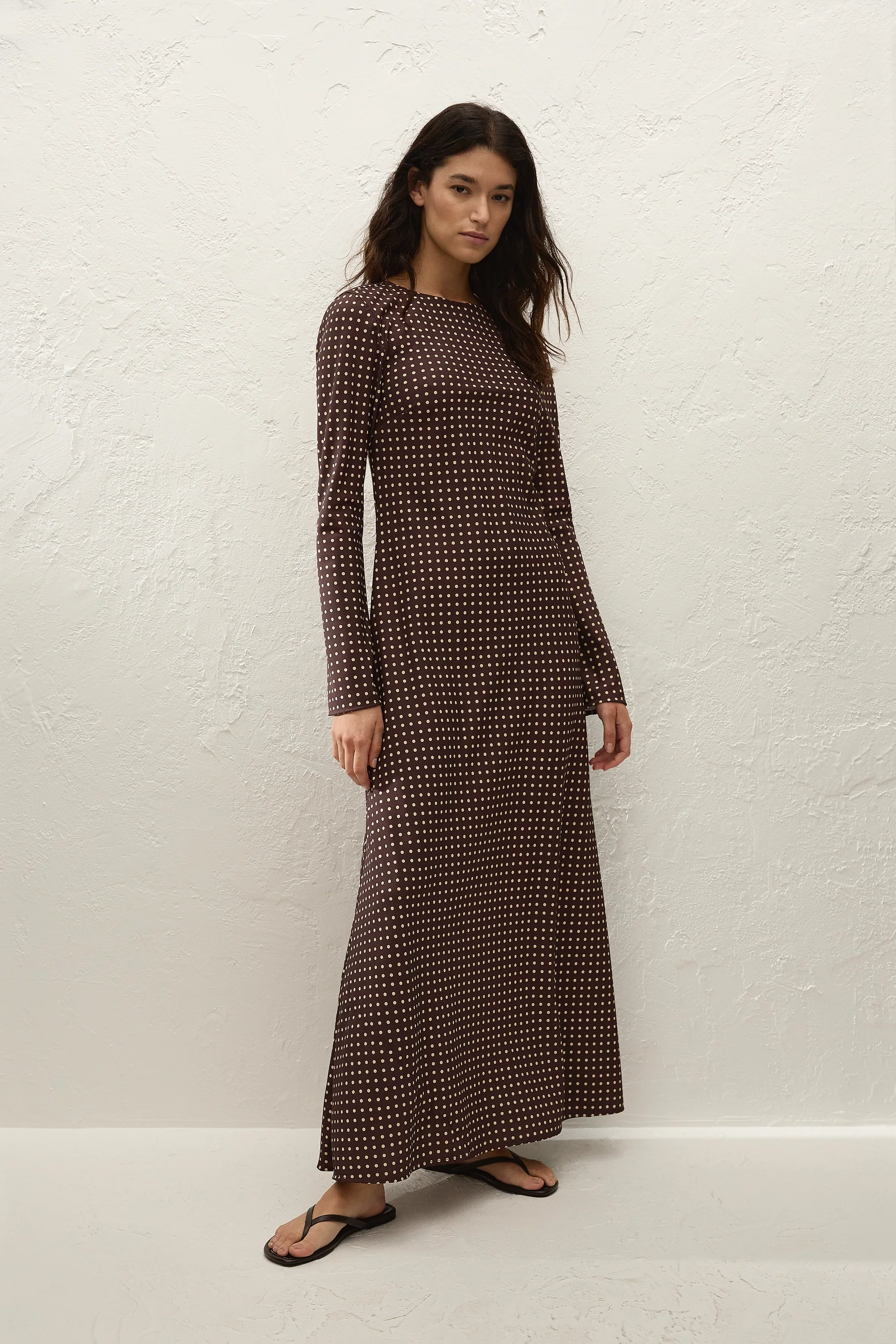 Mesa Maxi Dress Polkadot Chocolate Plum - Final Sale