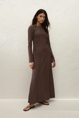 Mesa Maxi Dress Polkadot Chocolate Plum - Final Sale