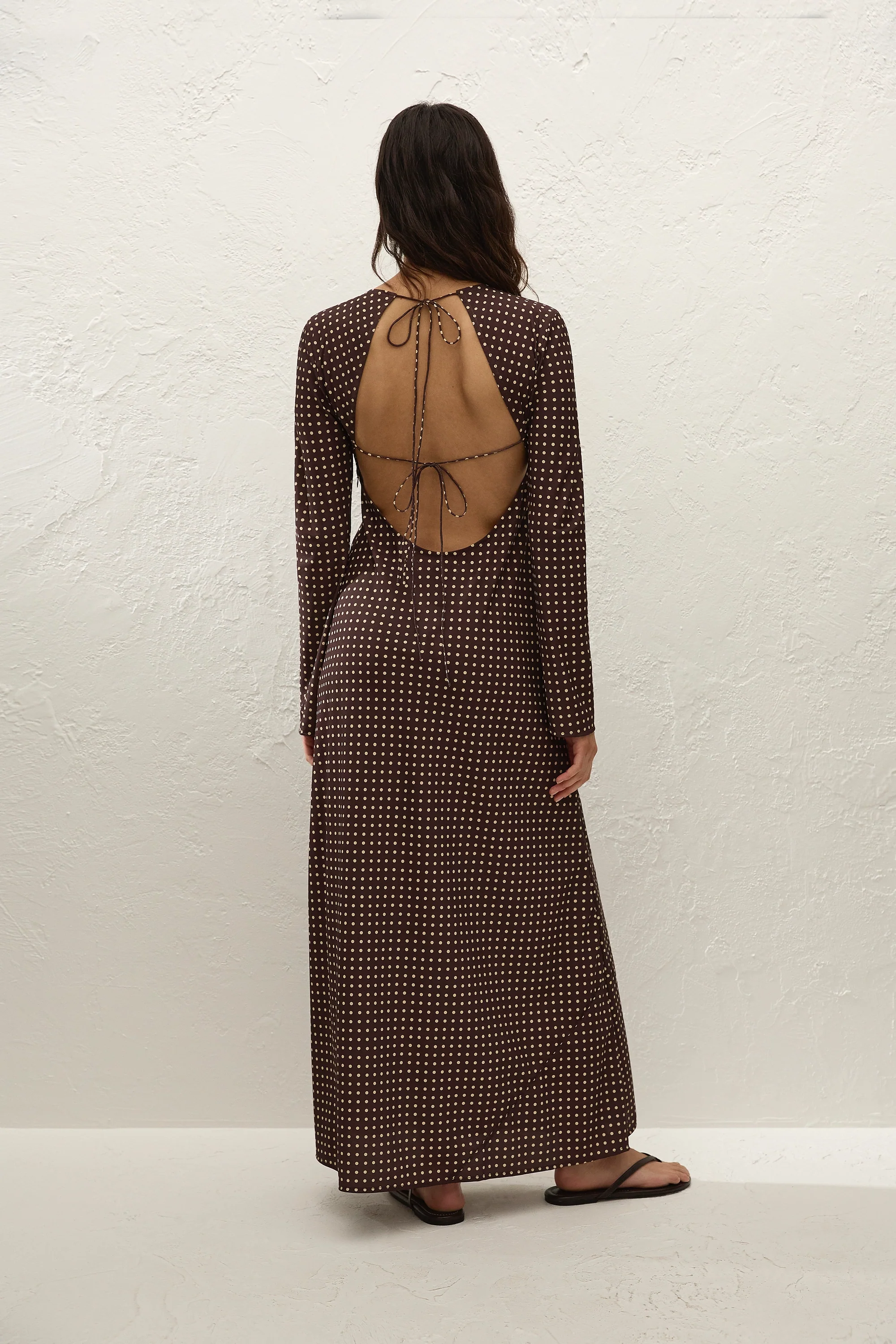 Mesa Maxi Dress Polkadot Chocolate Plum - Final Sale