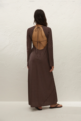 Mesa Maxi Dress Polkadot Chocolate Plum - Final Sale