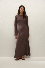 Mesa Maxi Dress Polkadot Chocolate Plum - Final Sale