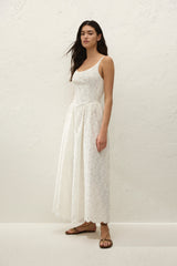Milana Midi Dress Dolce Broderie White