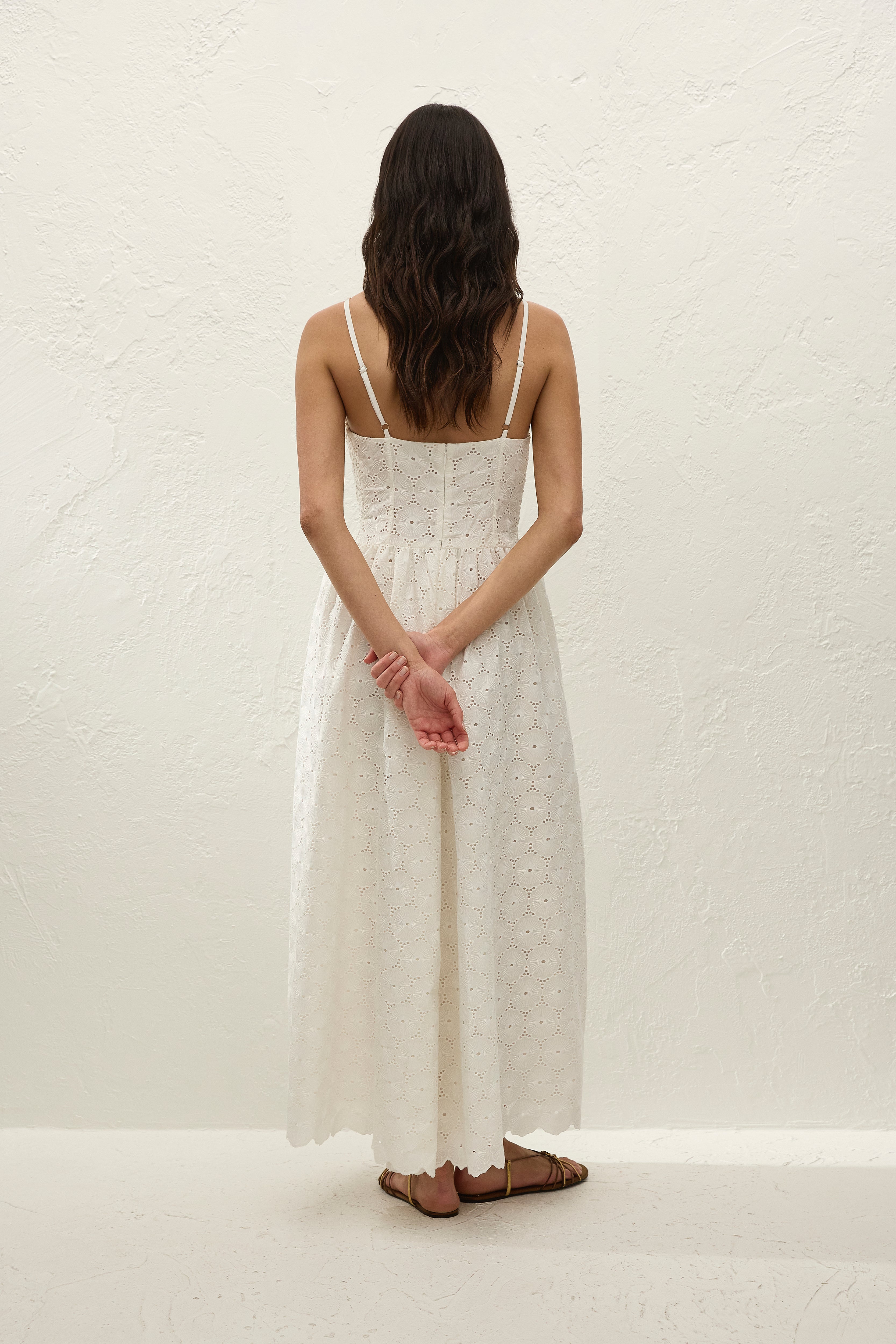 Milana Midi Dress Dolce Broderie White