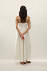 Milana Midi Dress Dolce Broderie White