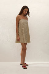 Sorra Mini Dress Carmen Stripe Sand Cedar