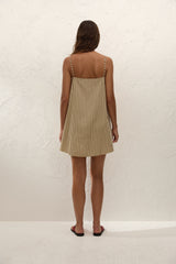Sorra Mini Dress Carmen Stripe Sand Cedar